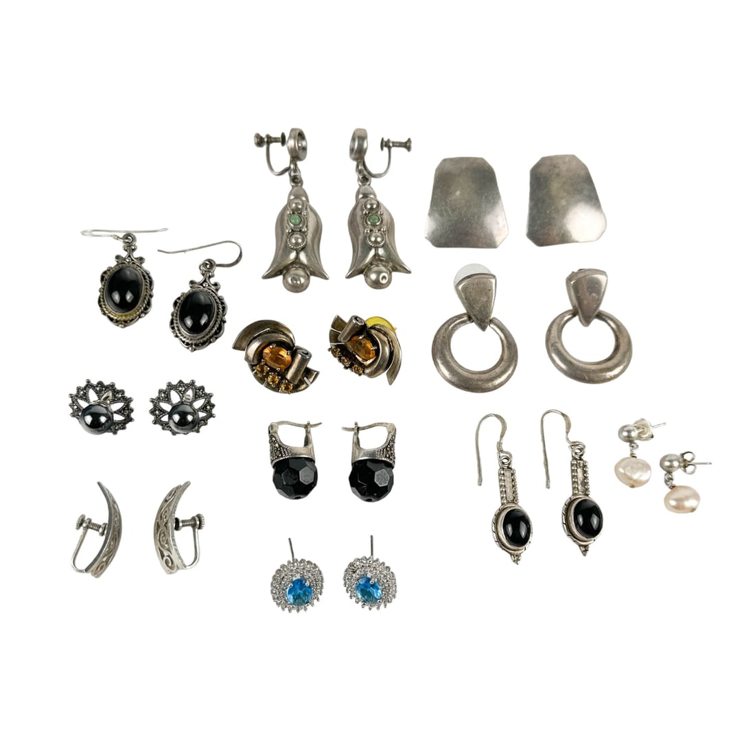 Estate Collection Sterling Silver Earring 11pc LOT (1 of 4)