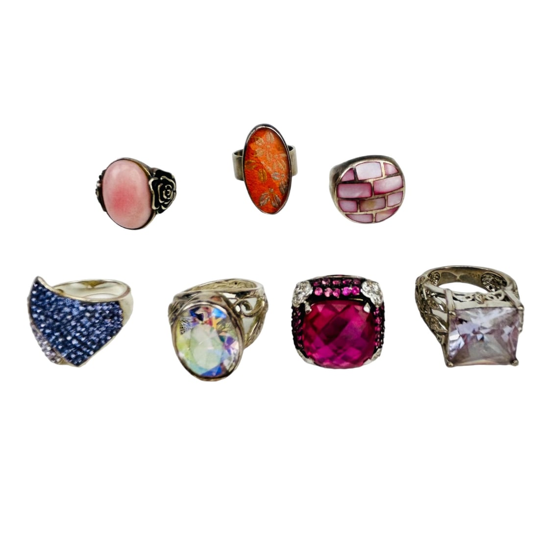 Sterling 925 Mystic Topaz Shell MOP Ring 7pc LOT (1 of 12)