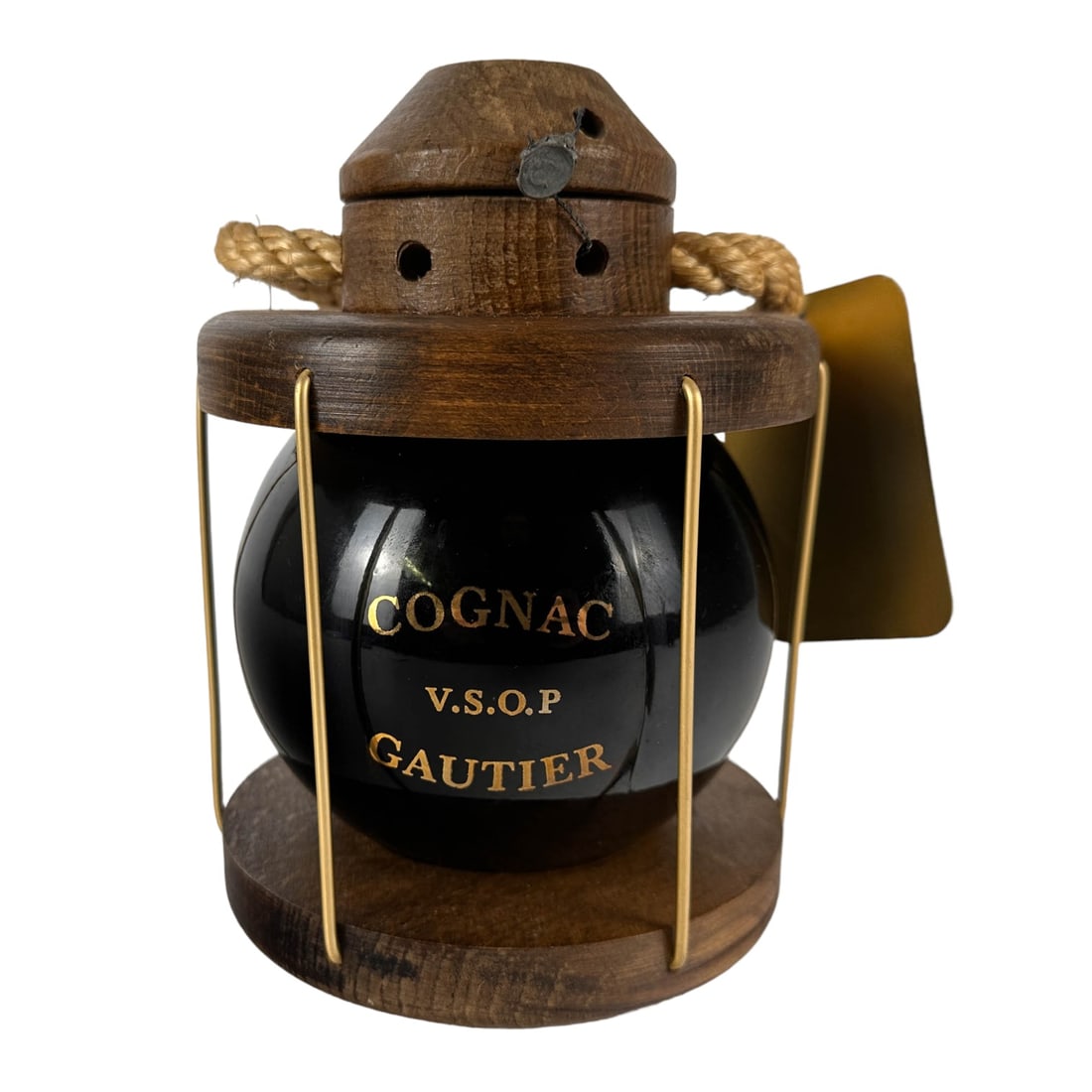 Cognac VSOP Gautier Wood Lantern Glass Decanter (1 of 4)