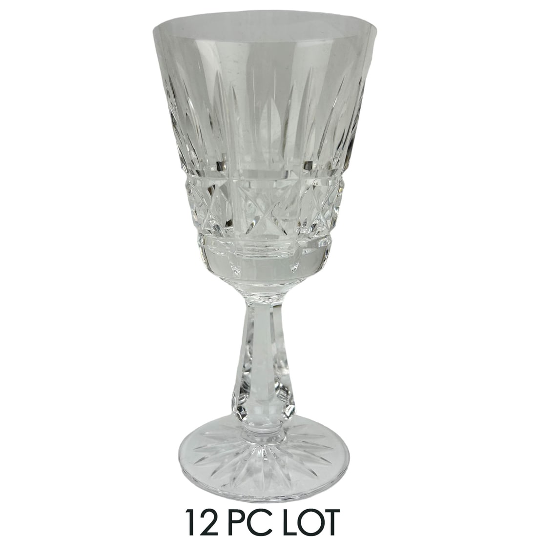 Waterford Irish Crystal Kylemore Claret Wine 12pc: Manufacturer : Waterford. Country of origin : Ireland. Pattern : Kylemore. Production years : 1966 - 2017. Type : Claret Wine Glass Goblets. Material : Crystal. Features alternating vertical cuts over
