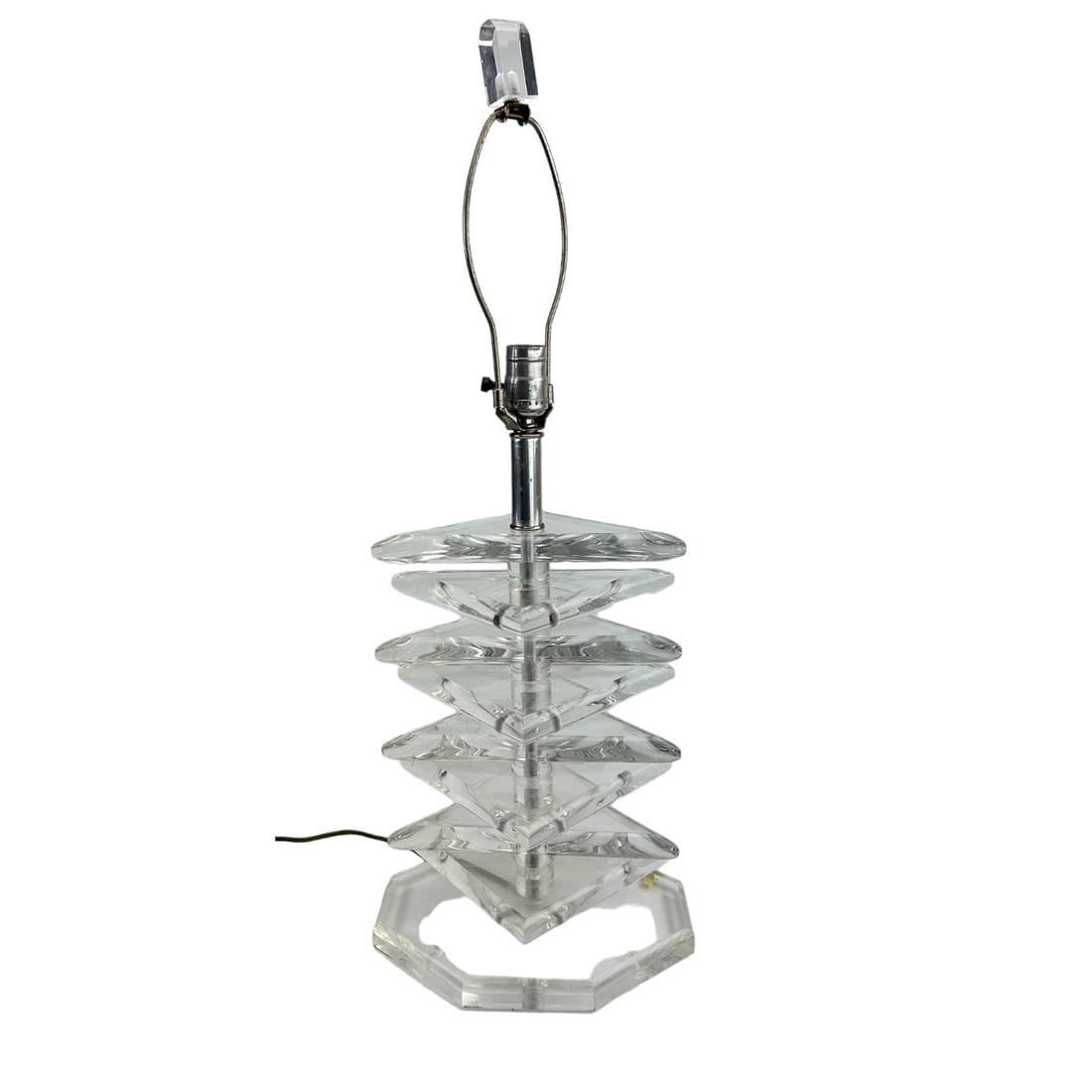 Mid Century Stacked Geometric Lucite Table Lamp (1 of 7)
