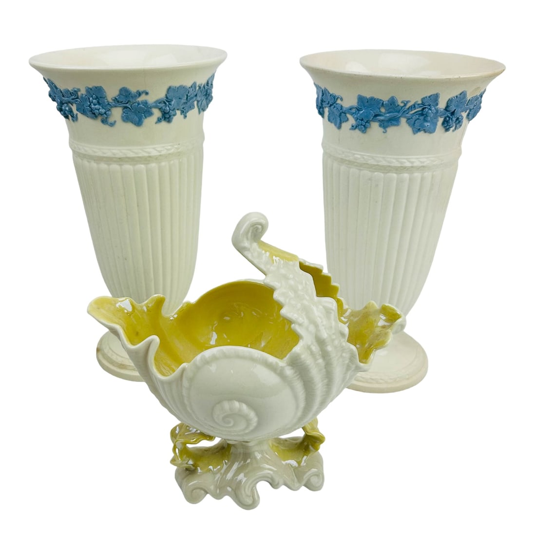Wedgwood Embossed Queensware & Belleek Vase LOT (1 of 8)