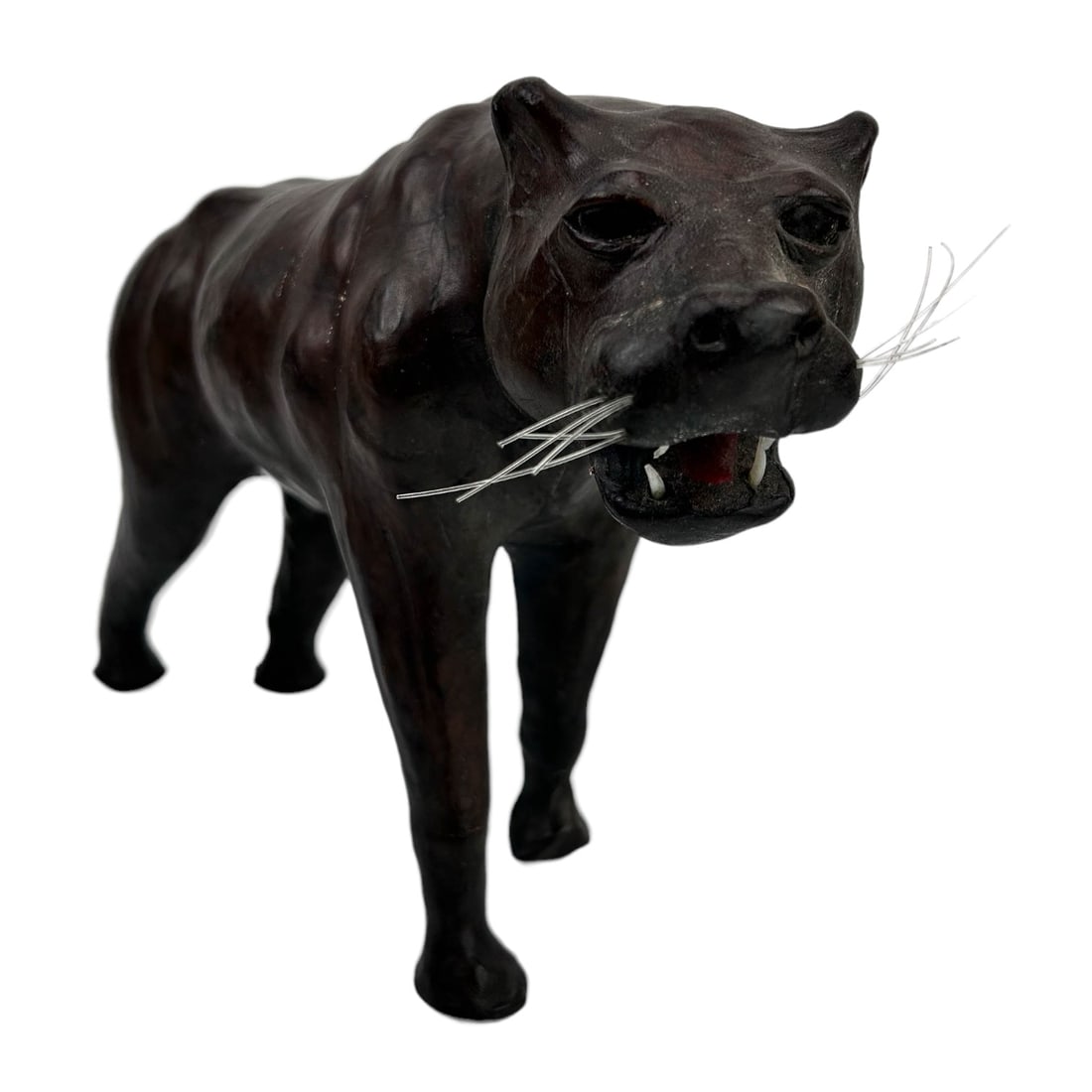 Leather Clad Wrapped Leopard Panther Cat Sculpture (1 of 5)