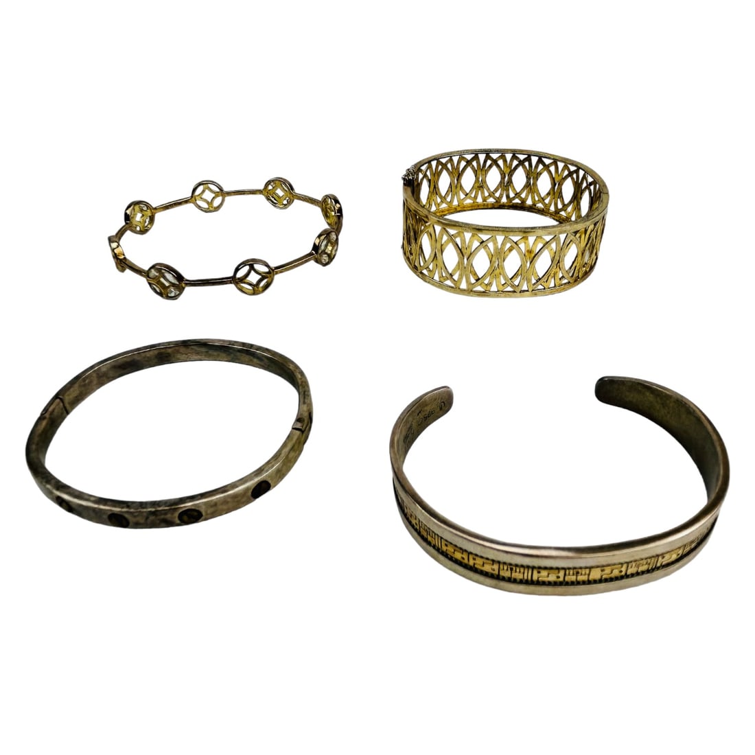 Sterling Silver 925 Cuff Bangle Bracelets 4pc LOT (1 of 10)