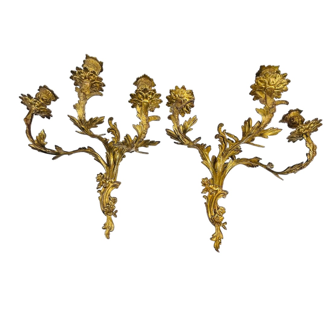 Gilt Bronze French Style Wall Sconce Candleholders (1 of 3)