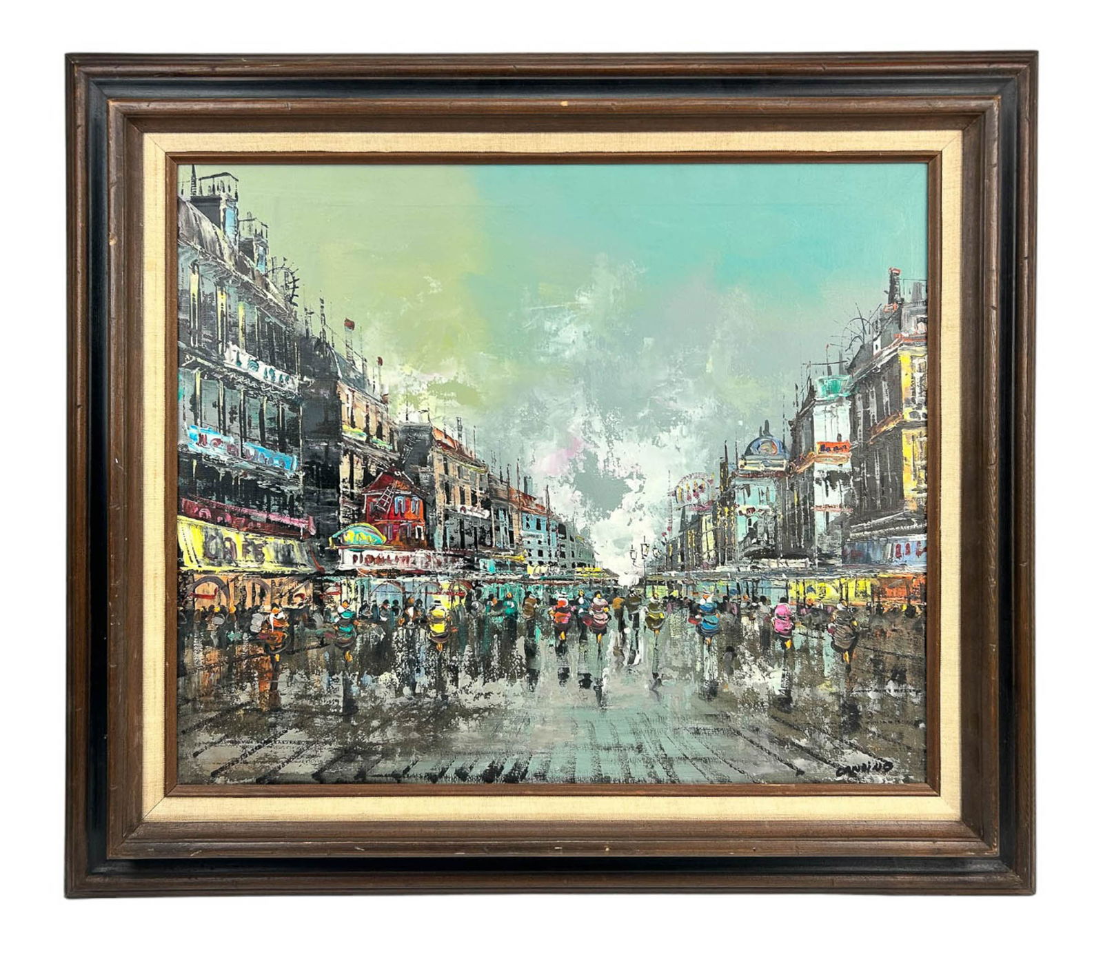 Impressionist Paris Figural Cityscape Oil Painting (1 of 4)