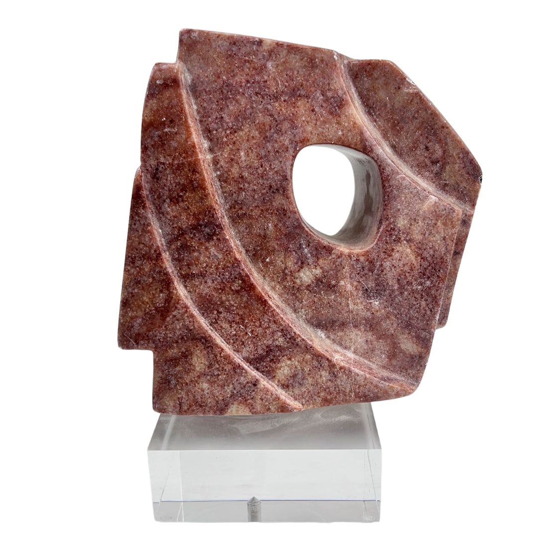 Pink Marble Abstract Stone Sculpture Lucite Base (1 of 5)