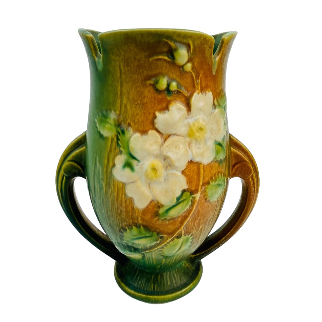 Roseville White Rose Ceramic Pottery Mantle Vase (1 of 4)