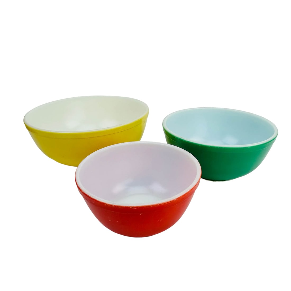 Pyrex Glass Red Green Yellow Mixing Bowls 3pc LOT (1 of 10)
