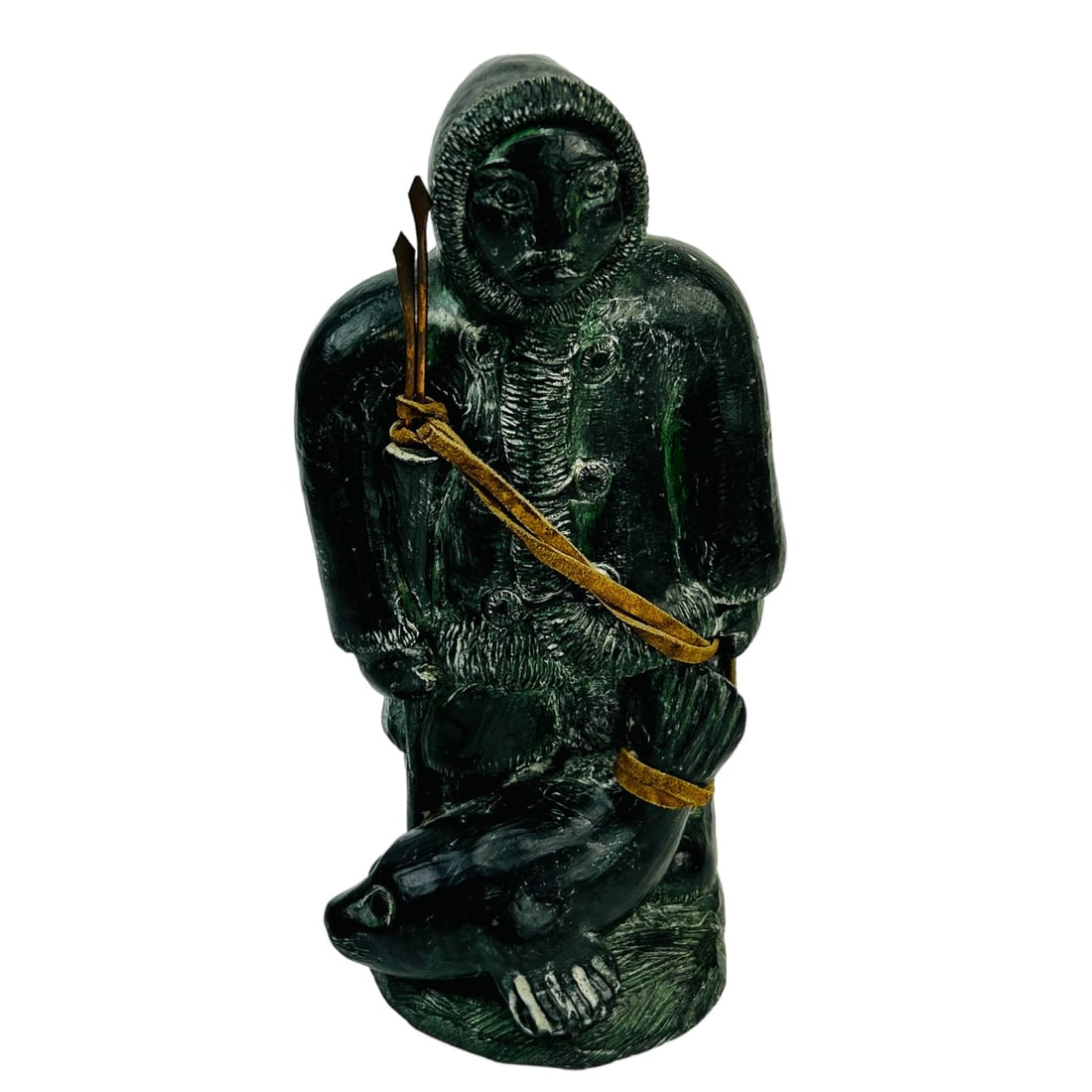 Wolf Original Eskimo Hunter Seal Carved Sculpture (1 of 4)