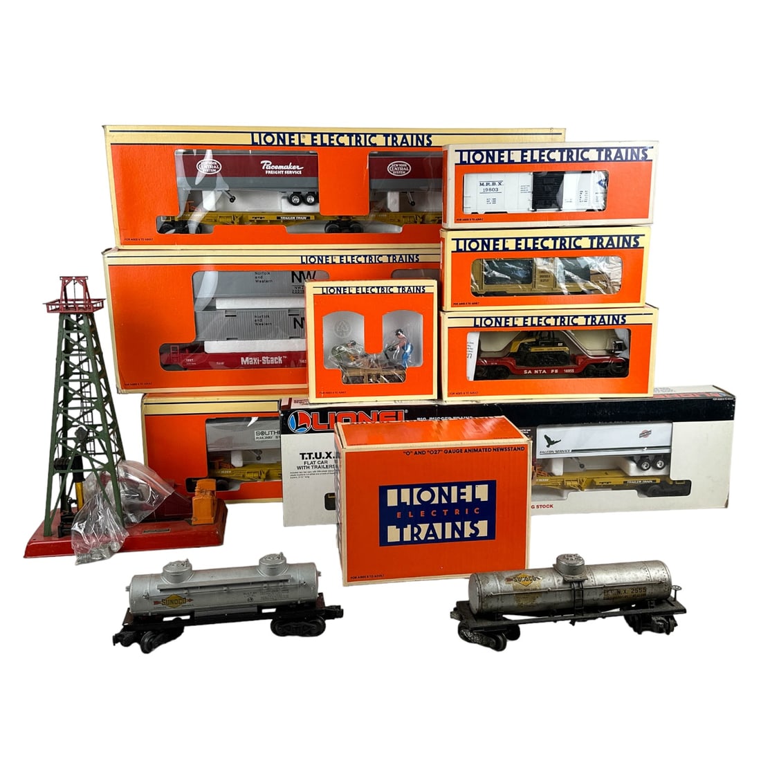 Lionel Ice Car Flatcar Animated Newsstand 11pc LOT (1 of 4)