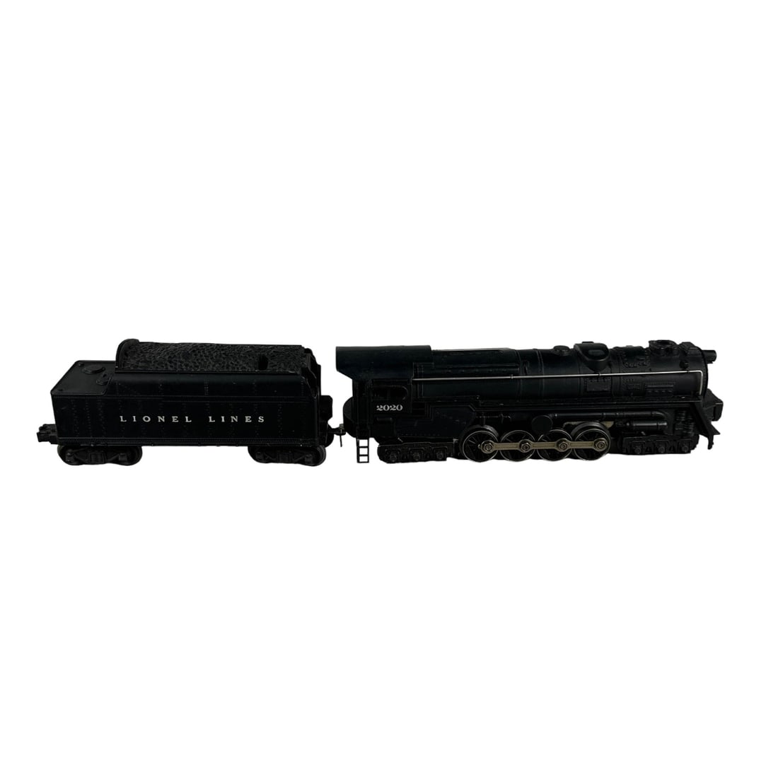 Lionel Steam Locomotive Train 2020 w/ 6466 Tender: Estate 2 piece Lionel railway railroad toy collectible memorabilia. Includes ~ 1 x Steam Locomotive #2020, 1 x Tender #6466W. Each accompanied in a box. Measure from 8" - 10 1/4" Signed ~ stamped / ma