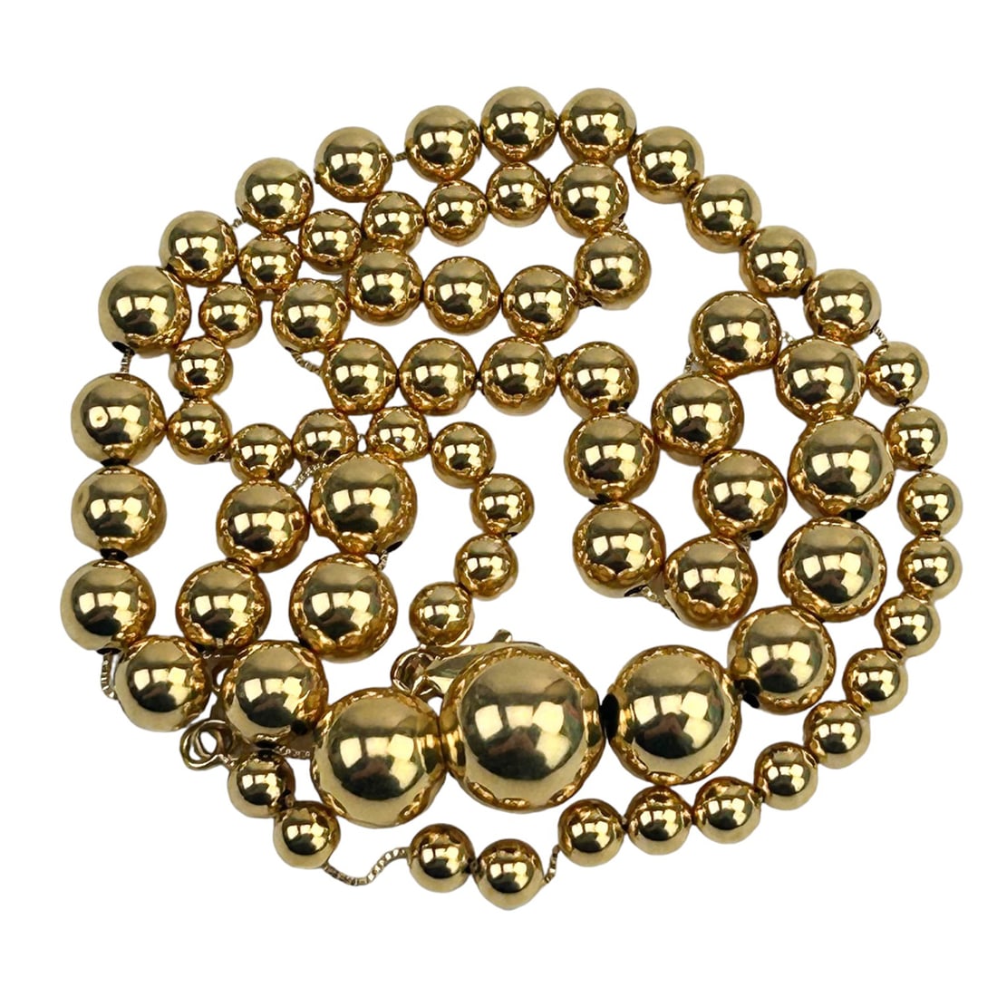 Italian 18K Yellow Gold Graduated Beaded Necklace (1 of 6)