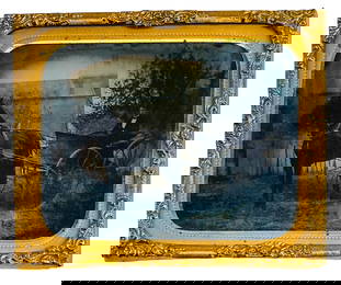 19C Daguerreotype Horse & Buggy w/ Gentleman Rider