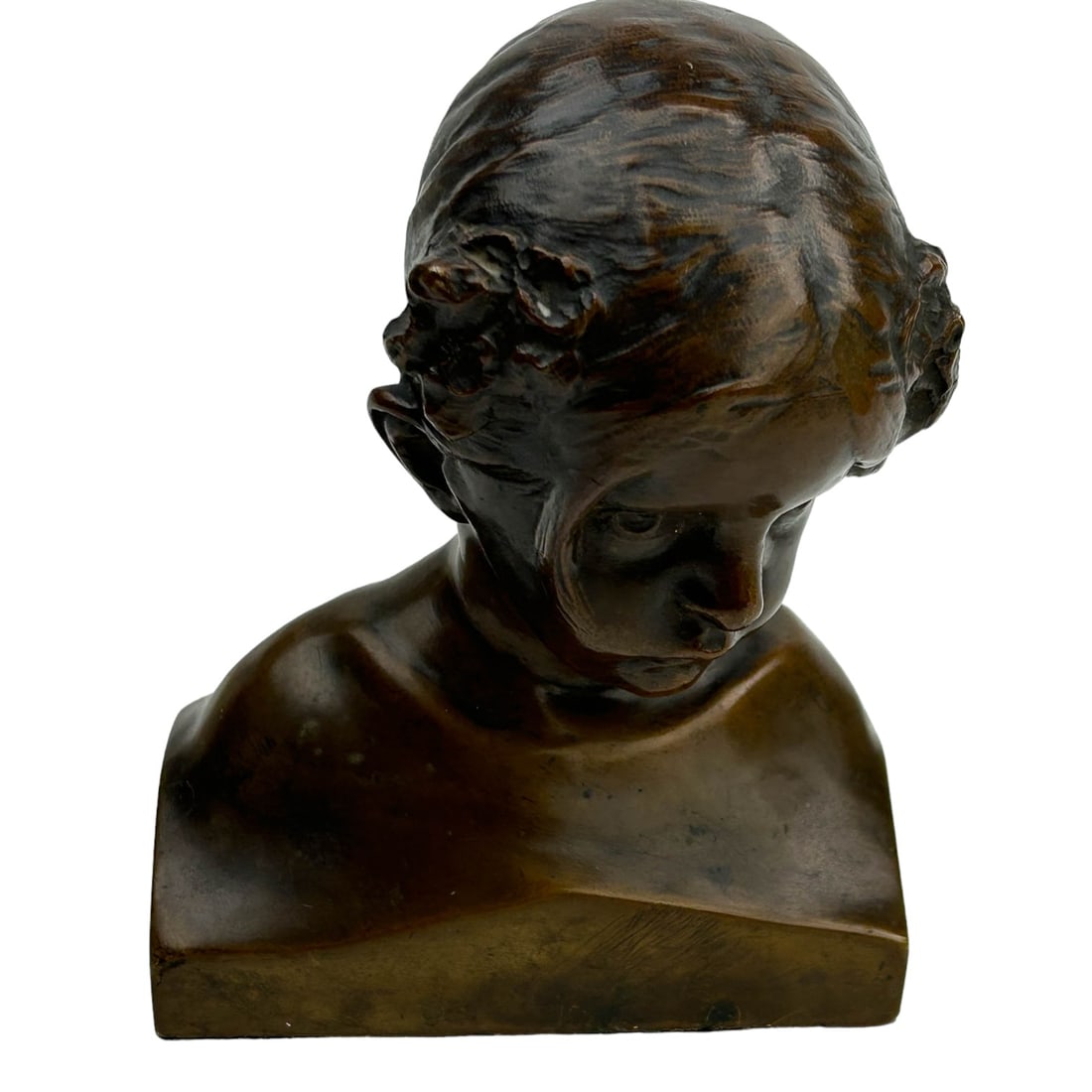 Antique Bronze Art Deco Young Girl Bust Sculpture (1 of 6)