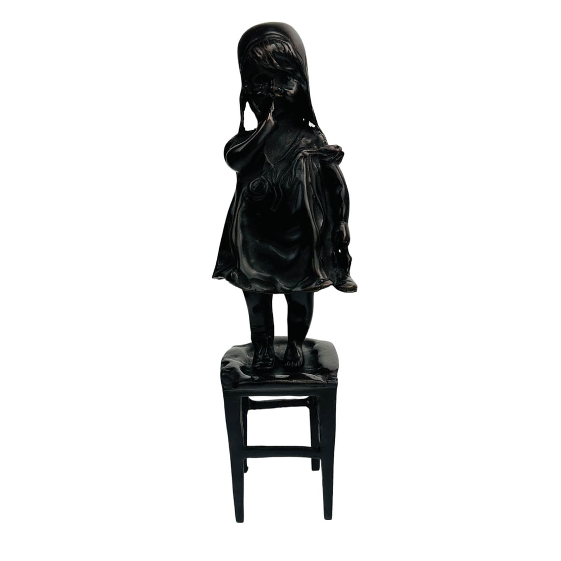 Bronze Sculpture Girl on Stool after Juan Clara (1 of 4)