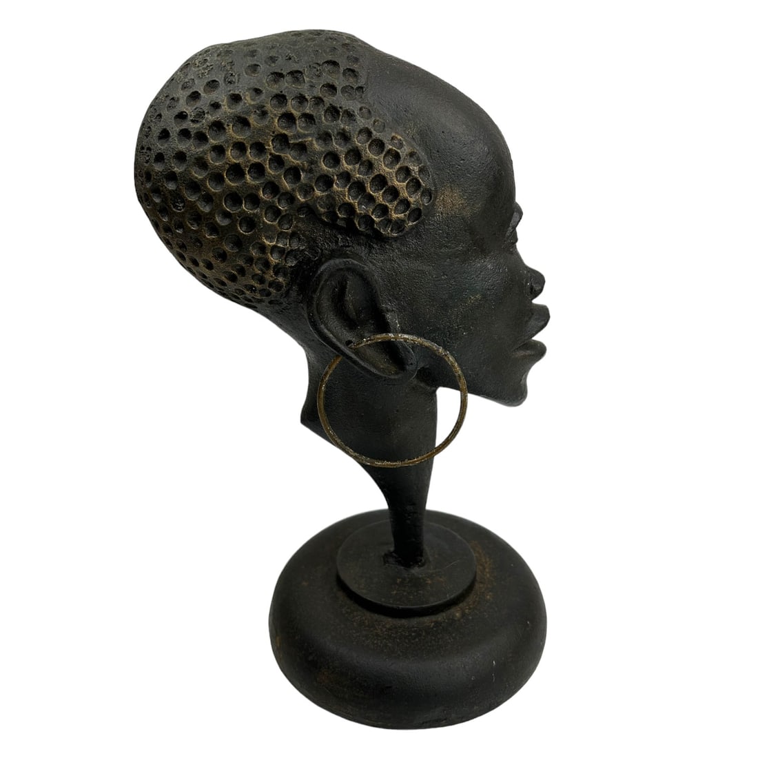 Cast Iron Hagenauer Style African Head Sculpture (1 of 4)