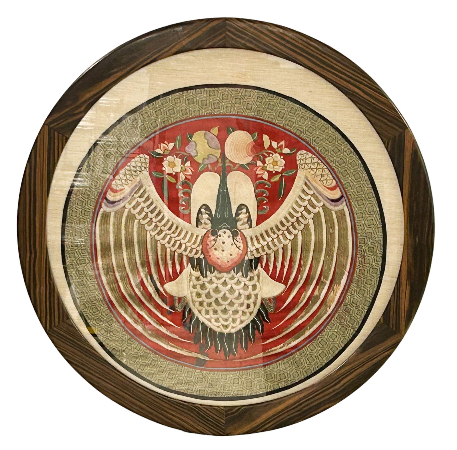 Chinese Embroidered Crane Framed Silk Screen Panel (1 of 4)