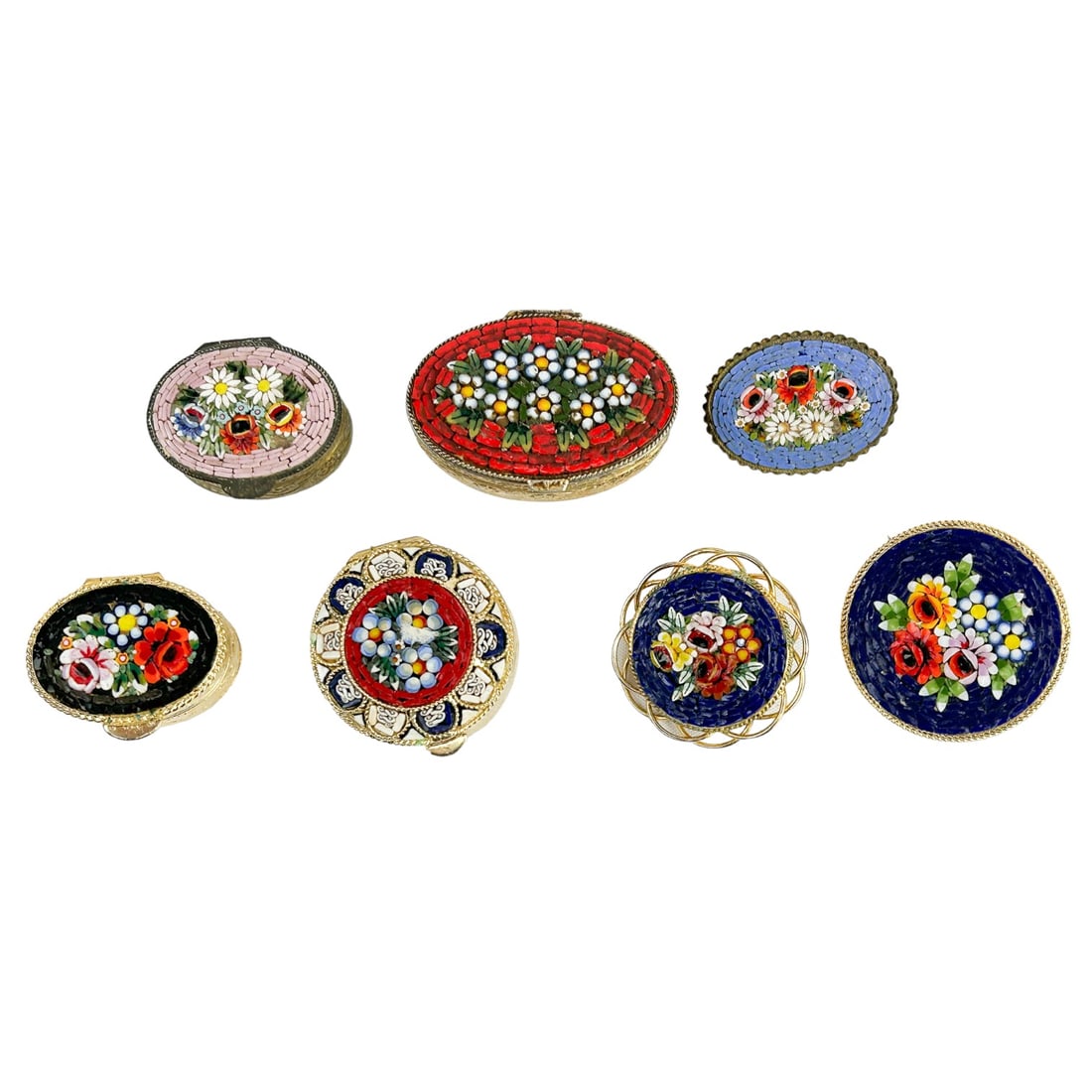 Italian Micro Mosaic Jewelry Box & Brooch Pin LOT (1 of 3)