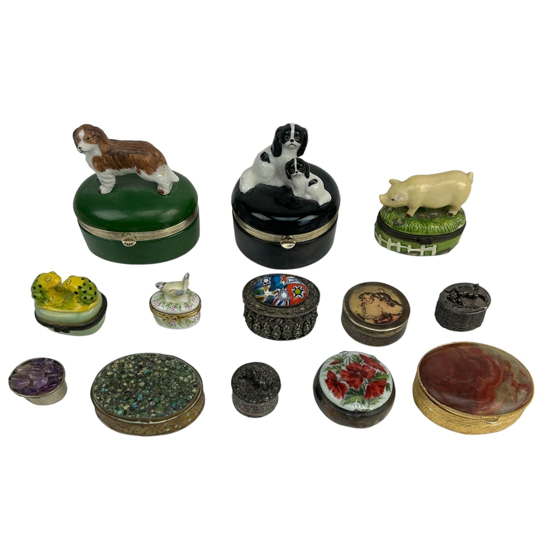 Porcelain Stone Micro Mosaic Silver Plate Box LOT (1 of 11)