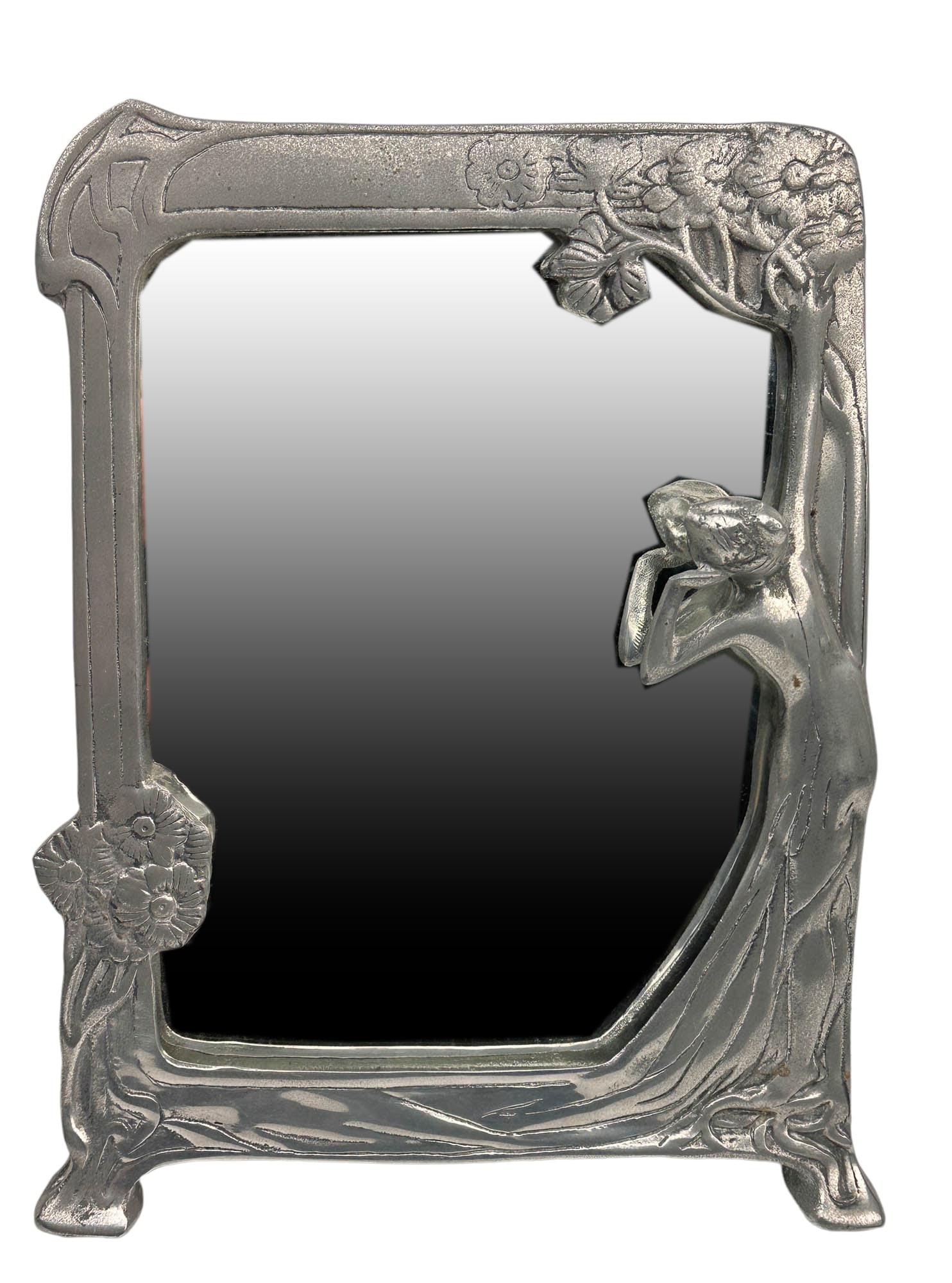 WMF Art Nouveau Pewter Figural Dresser Mirror 13" (1 of 6)
