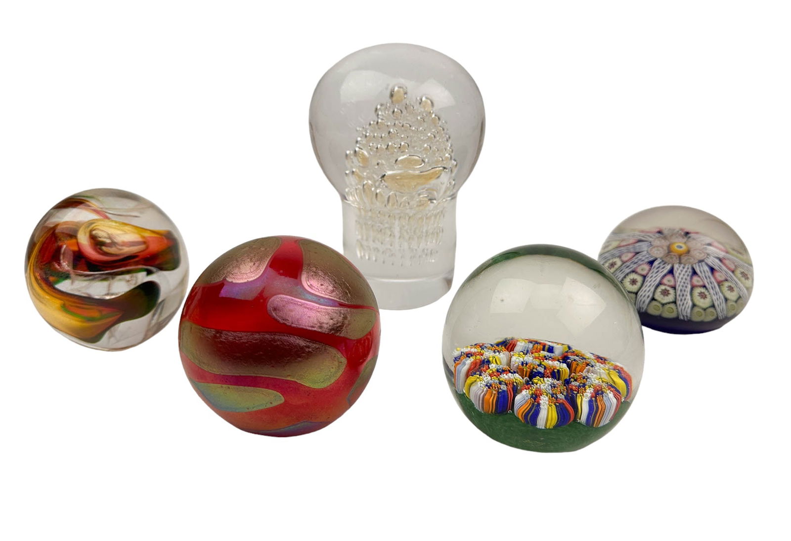 Murano Millefiori Kosta Boda Paperweight 5pc LOT (1 of 11)