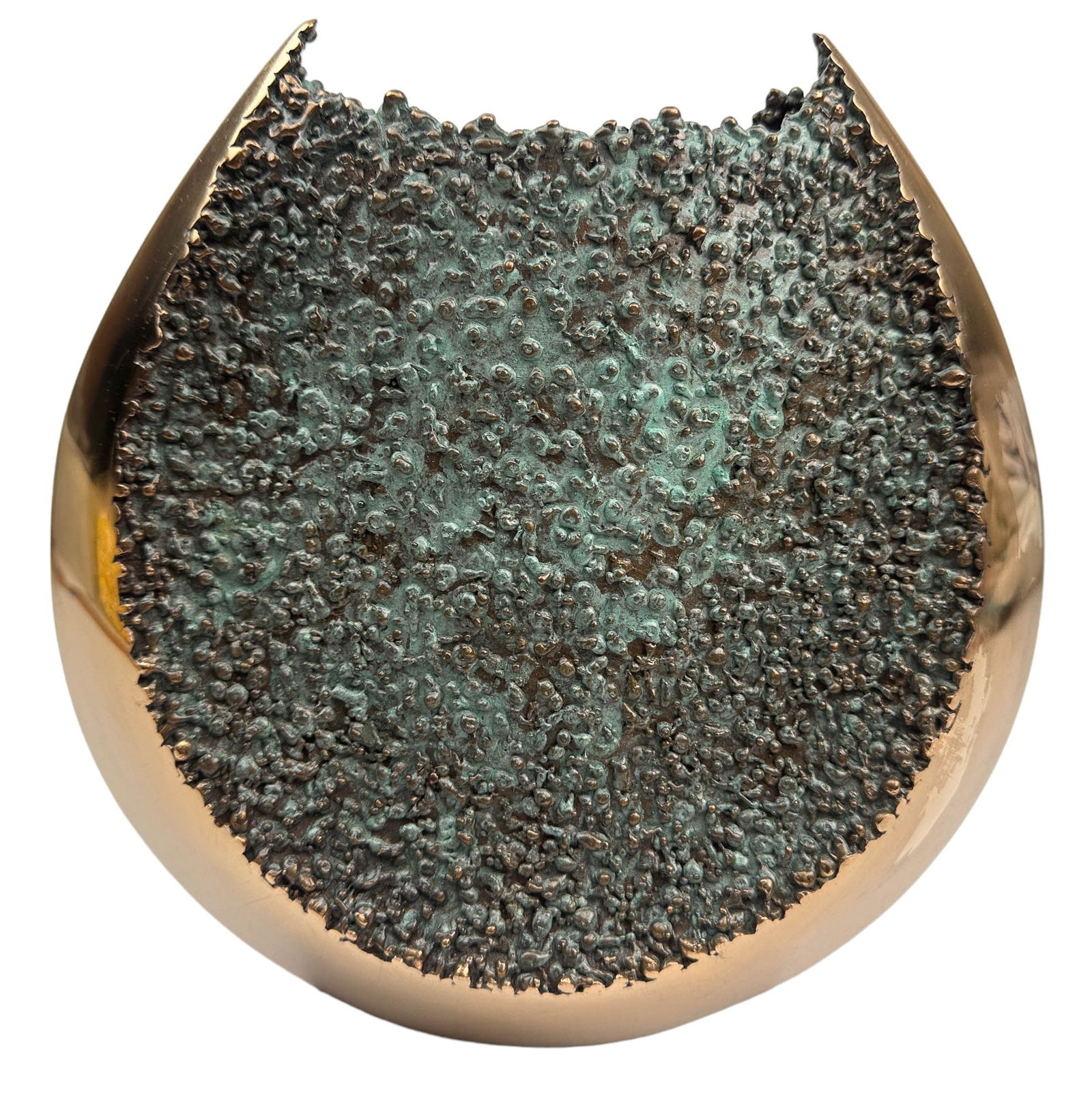 Michael Szabo Bronze Stainless Brutalist Vase 10" (1 of 7)