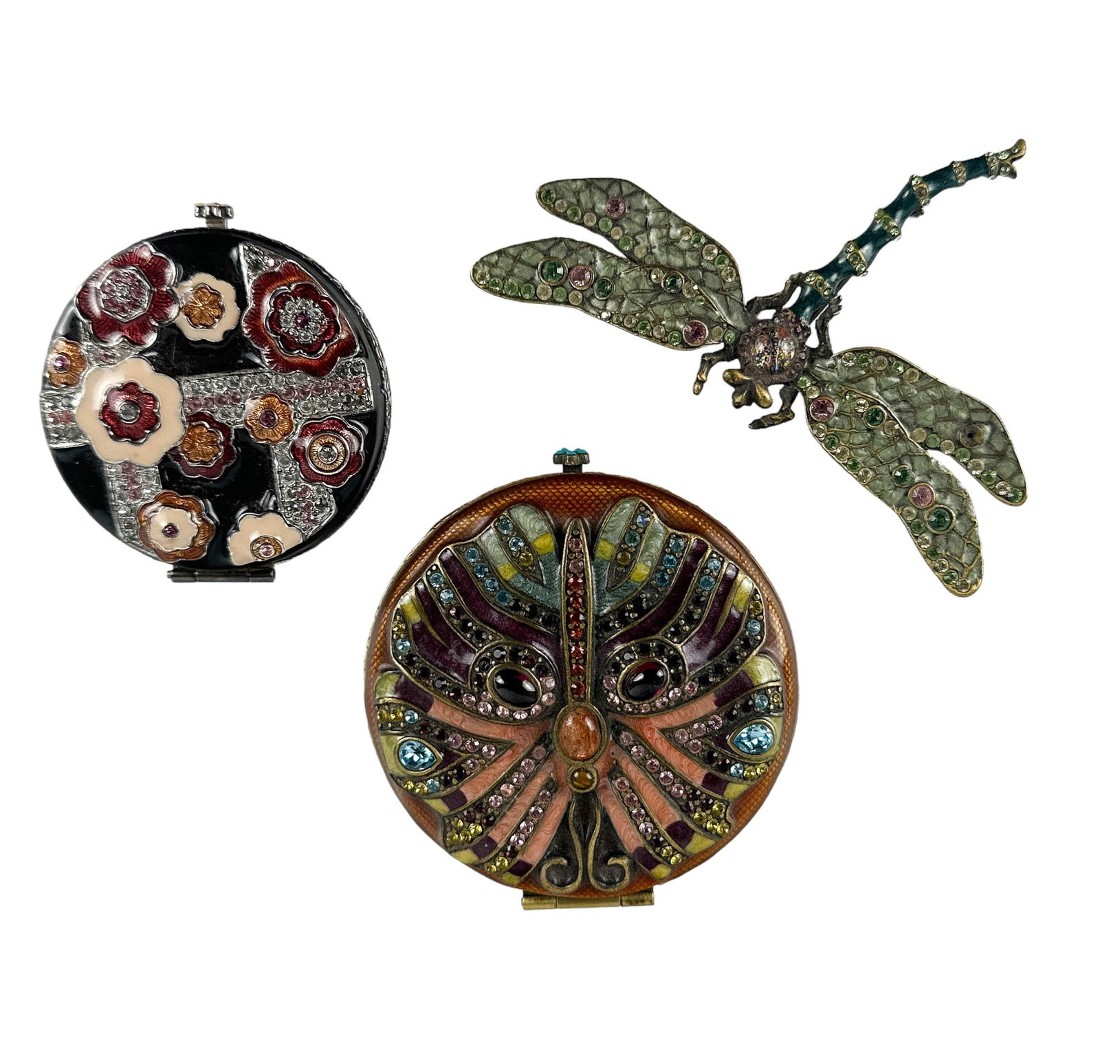 Jay Strongwater Enamel Crystal Compact Pin 3pc LOT (1 of 4)