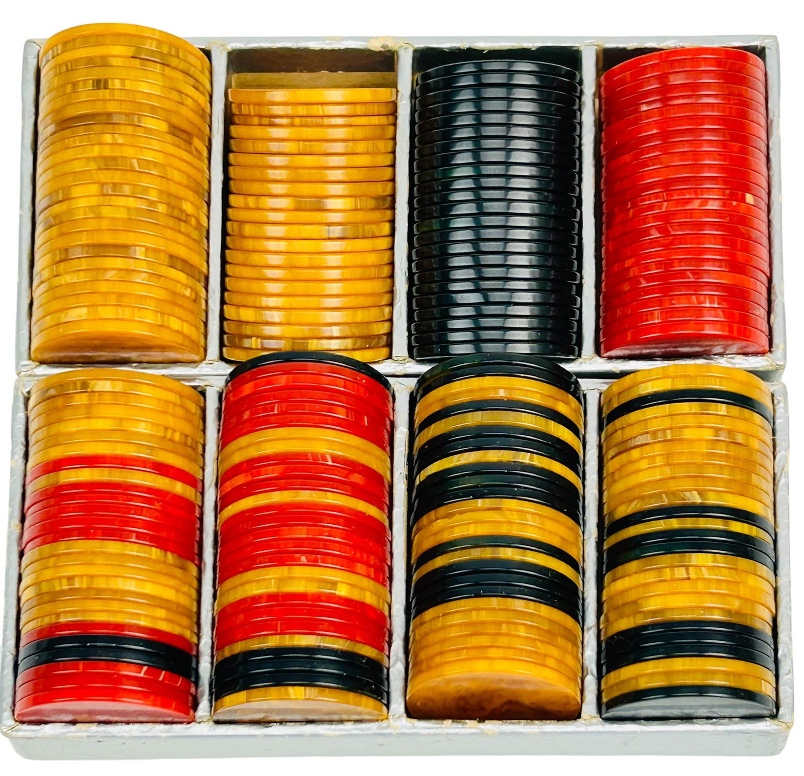 Art Deco Bakelite Red Yellow Green Poker Chips LOT (1 of 2)