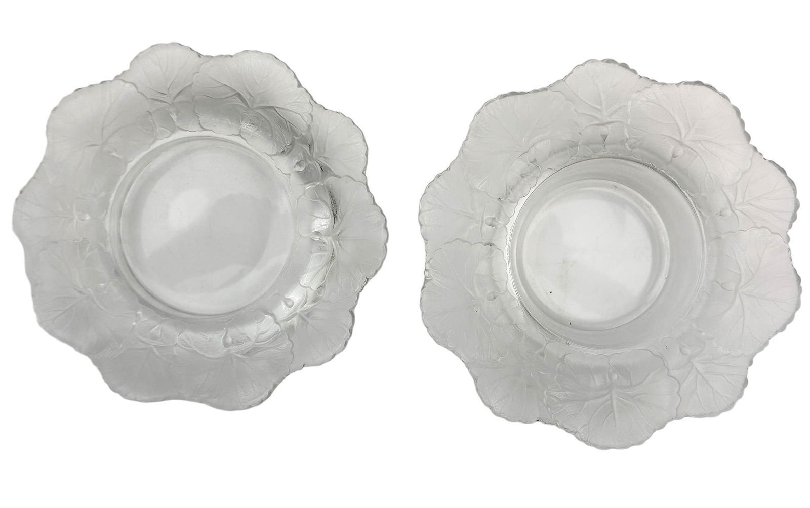Lalique Crystal Honfleur Ashtray Dish Bowl 2pc LOT (1 of 4)