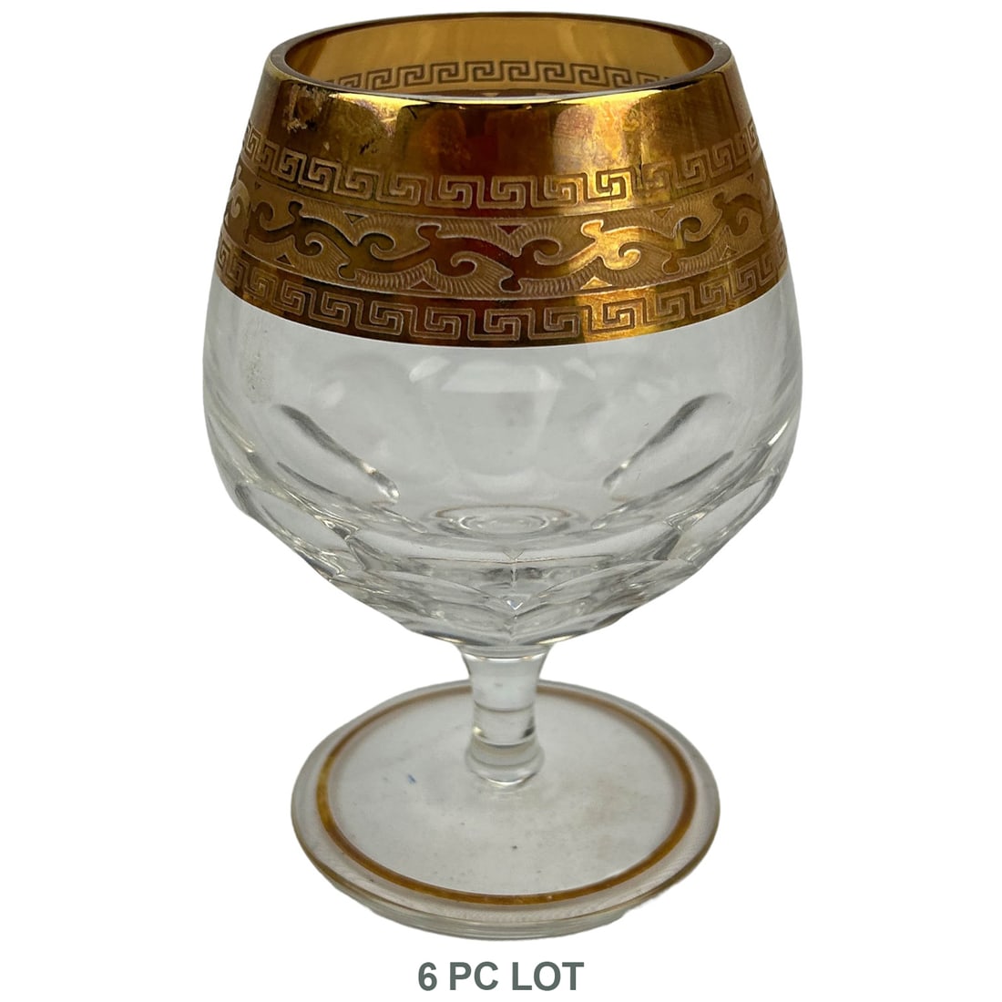 Art Deco Gold Band Greek Key Brandy Goblet 6pc LOT (1 of 3)