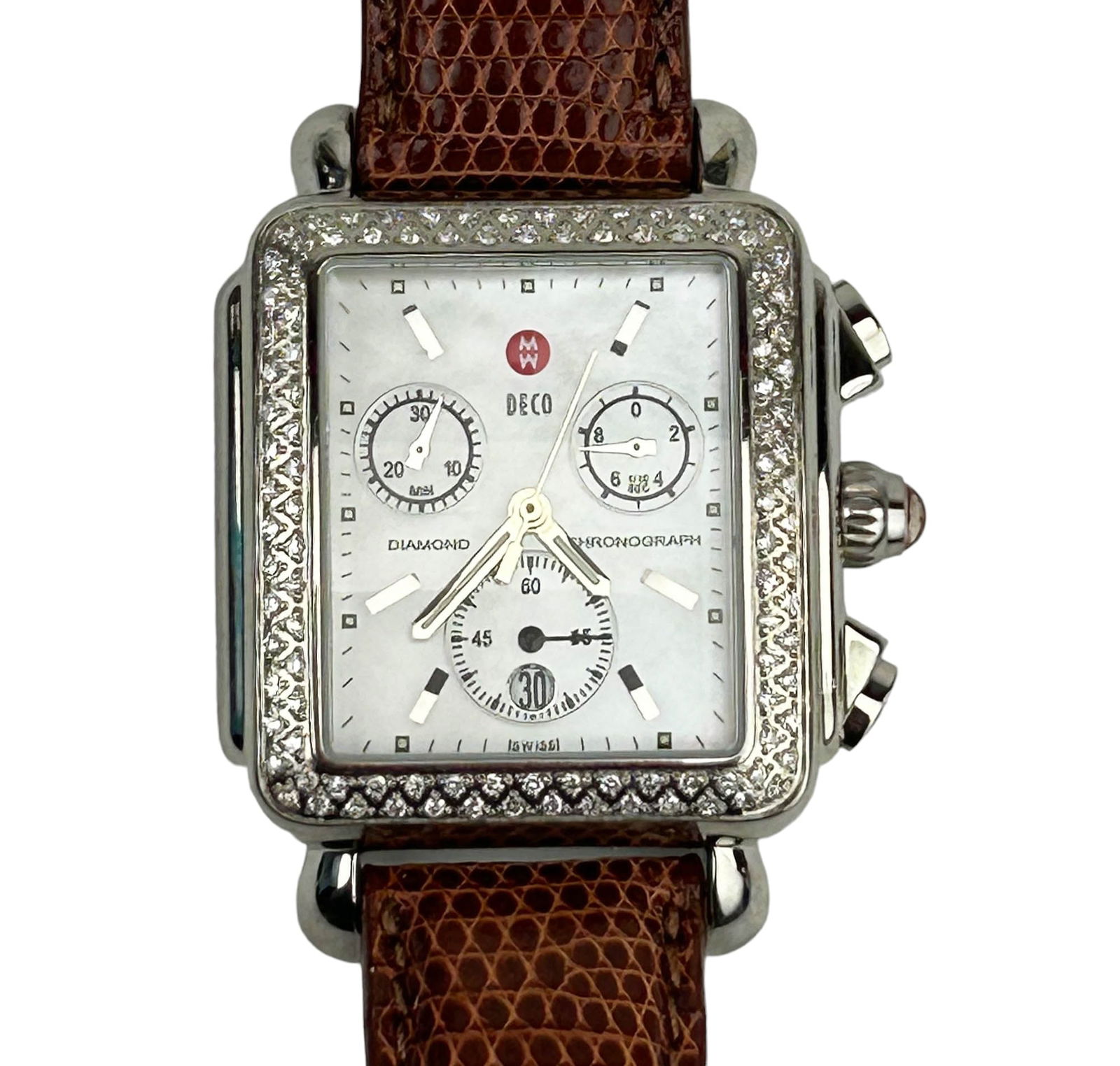 Michele Deco Diamond Chronograph MOP Wrist Watch (1 of 6)