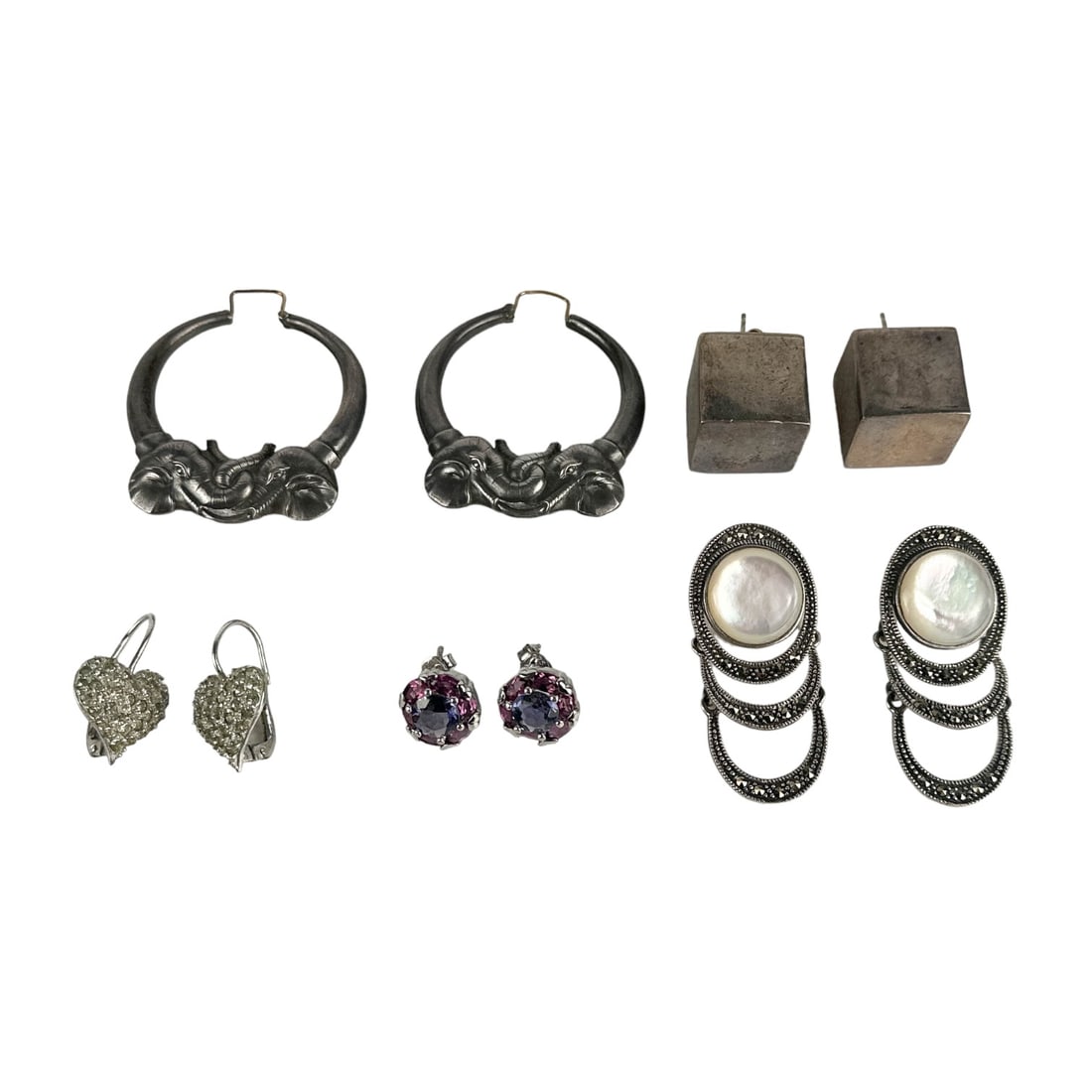 Sterling Silver 925 MOP Rhinestone Earring 5pc LOT (1 of 4)