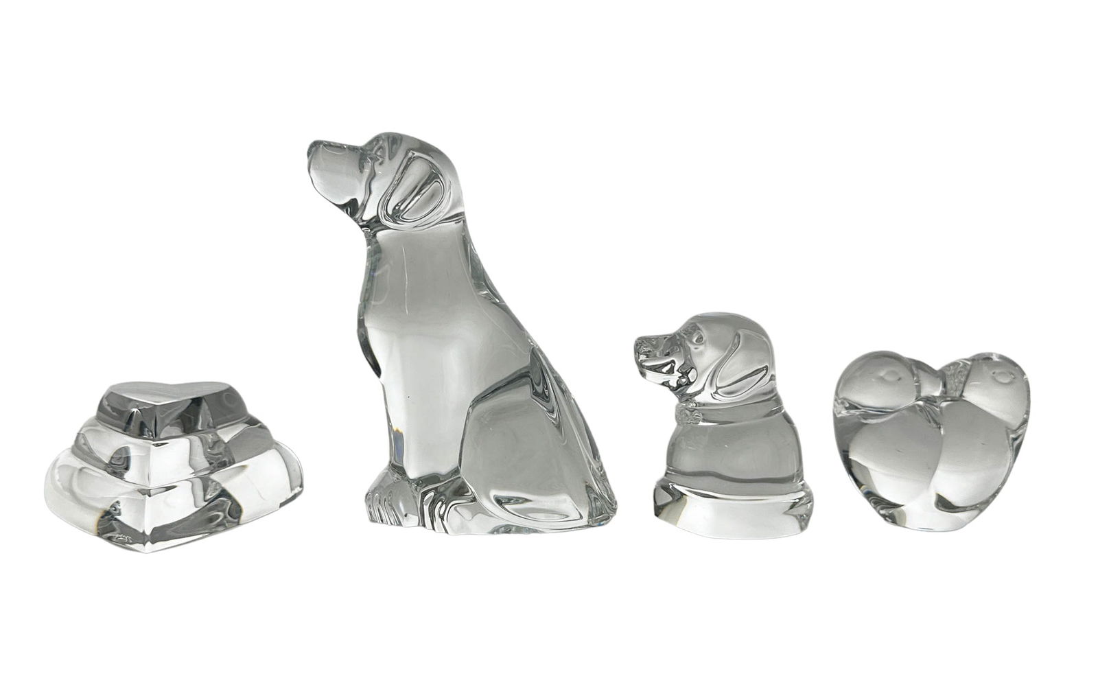 Steuben Crystal Dog Heart Bird Paperweight 4pc LOT (1 of 4)