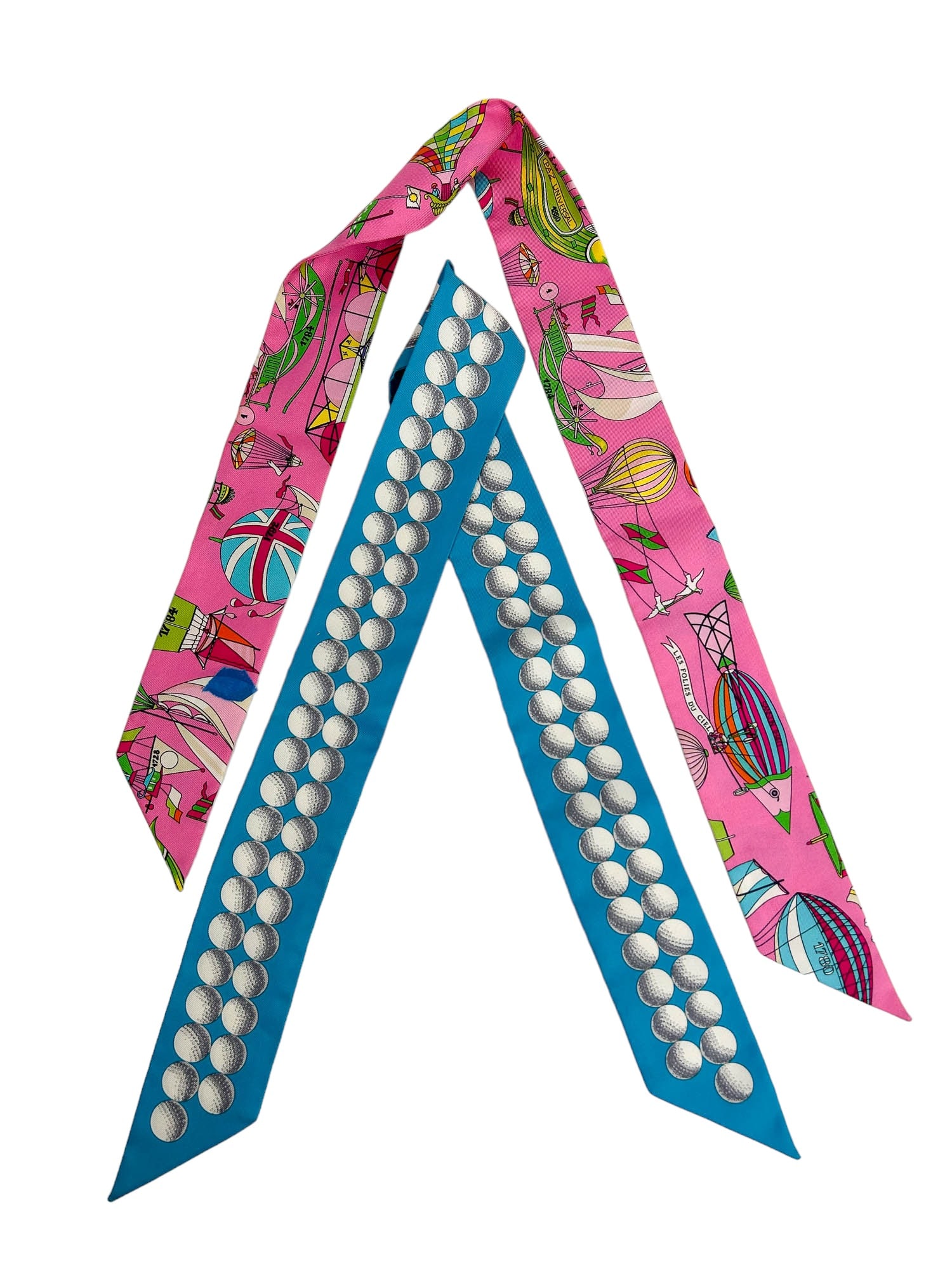 Hermes Silk Les Folies Due Ciel & Golf Ball Twilly (1 of 8)