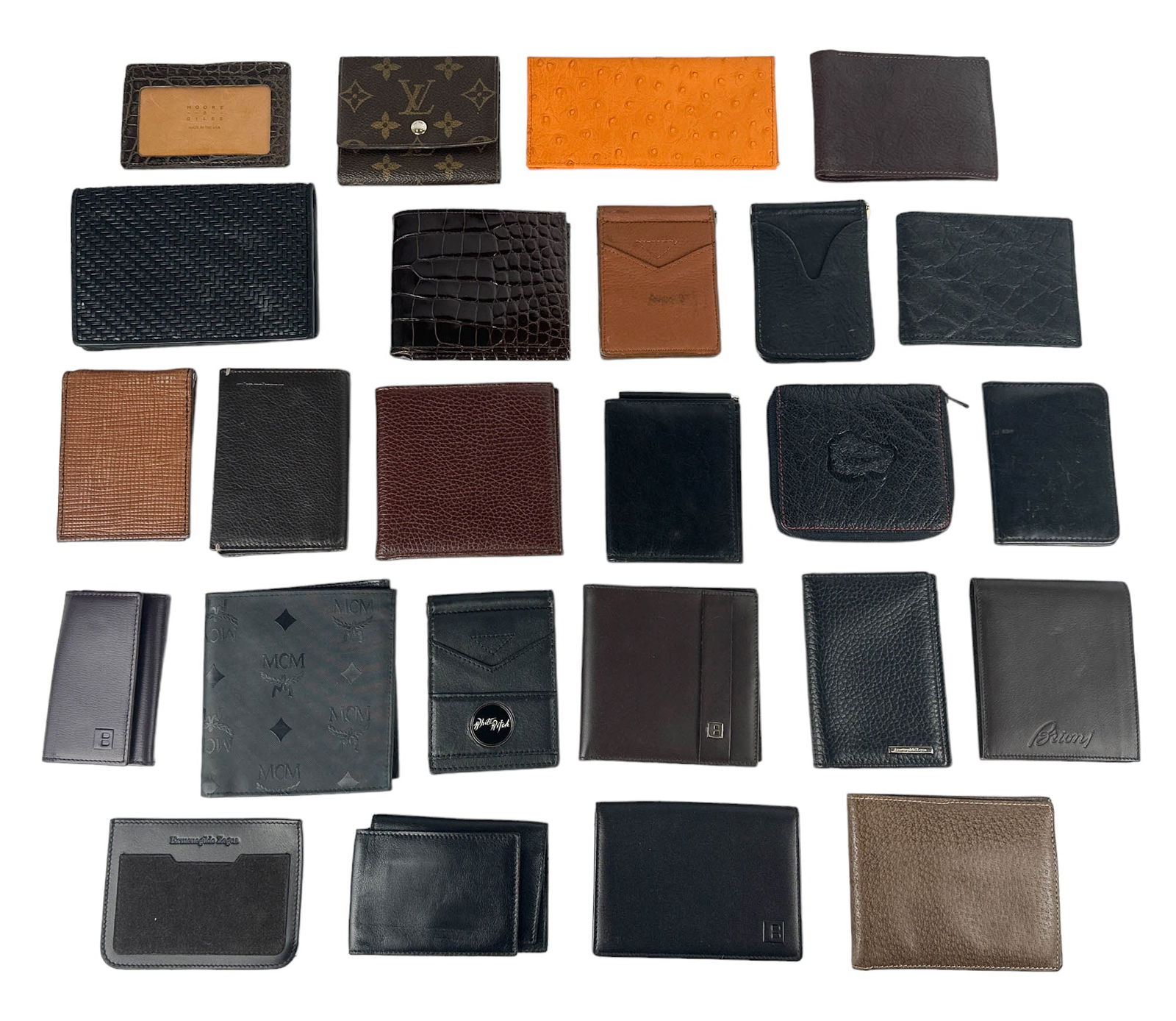 Zegna Louis Vuitton Brioni Bally Wallet ESTATE LOT: Estate collection lot of luxury designer men's wallets. Names include Ermengildo Zegna, Bally, Kemo Sabe, MCM, Abas, Gucci, Louis Vuitton, Tommy Bahamas, Bosca. Measure from 3" - 5 3/4" x 3" - 4 3/4".
