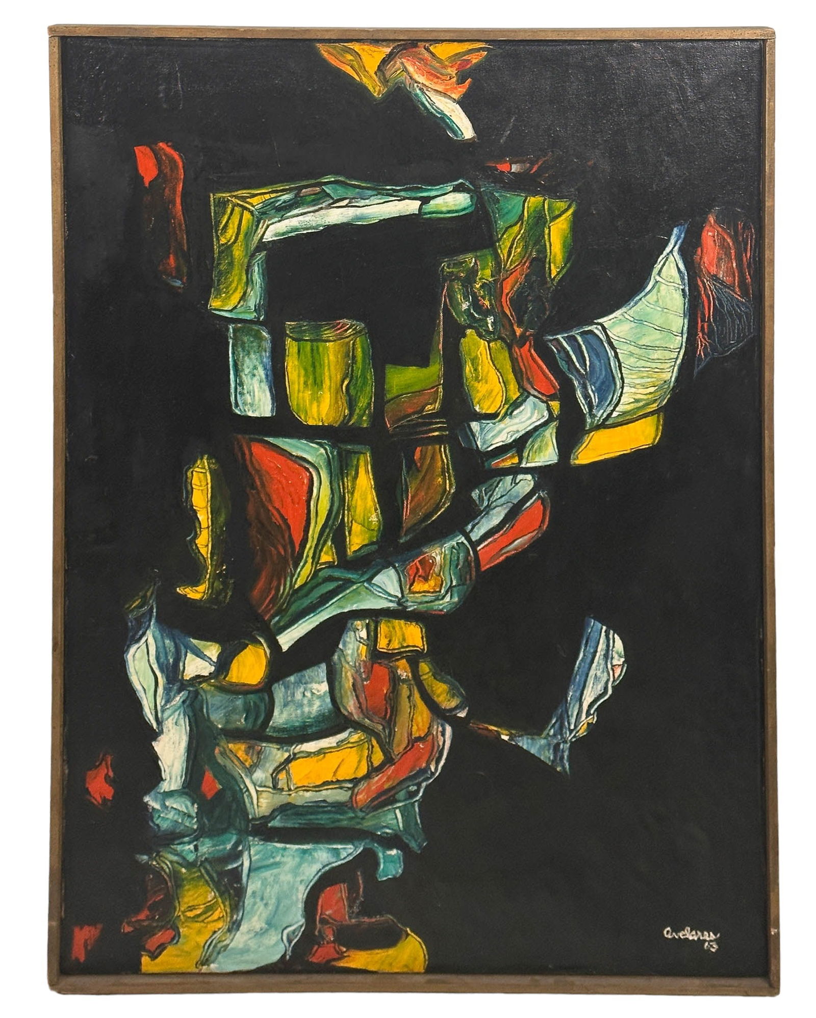 Mid Century MCM Abstract Composition Oil Painting (1 of 2)