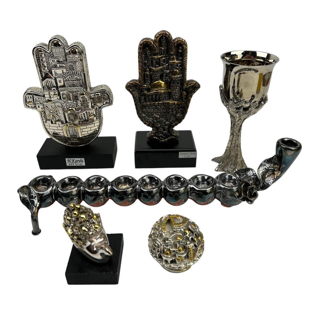 Jewish Judaica Sterling Wax Menorah Sculpture LOT (1 of 14)