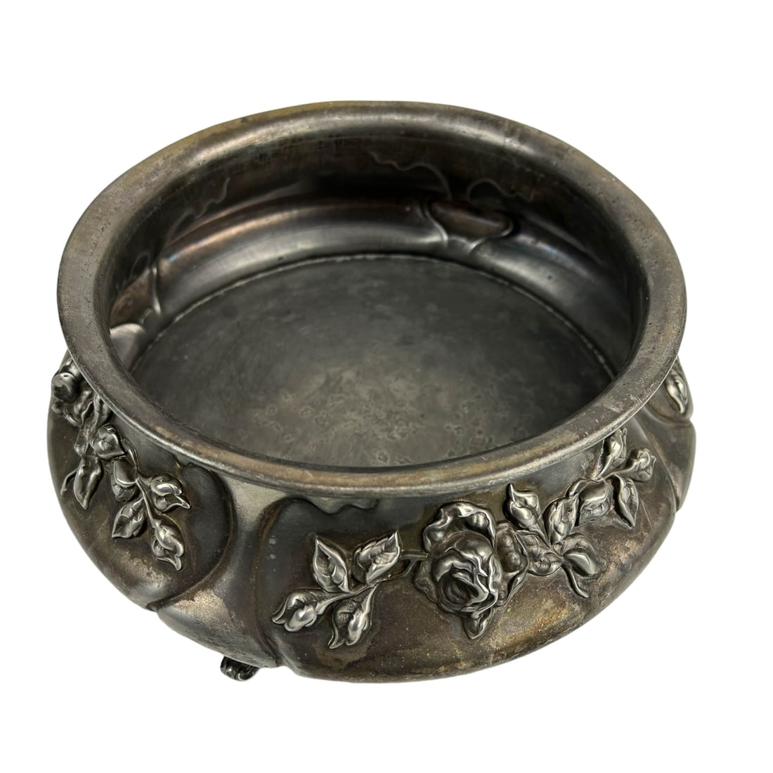 Antique Derby Silver Co Floral Art Nouveau Bowl (1 of 6)