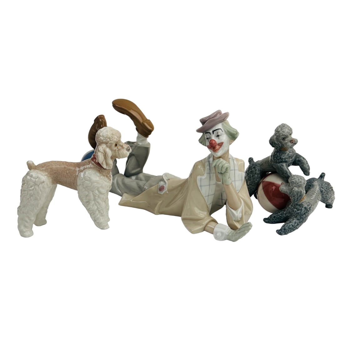Lladro Poodle Dog Clown Porcelain Figurine 3pc LOT (1 of 4)