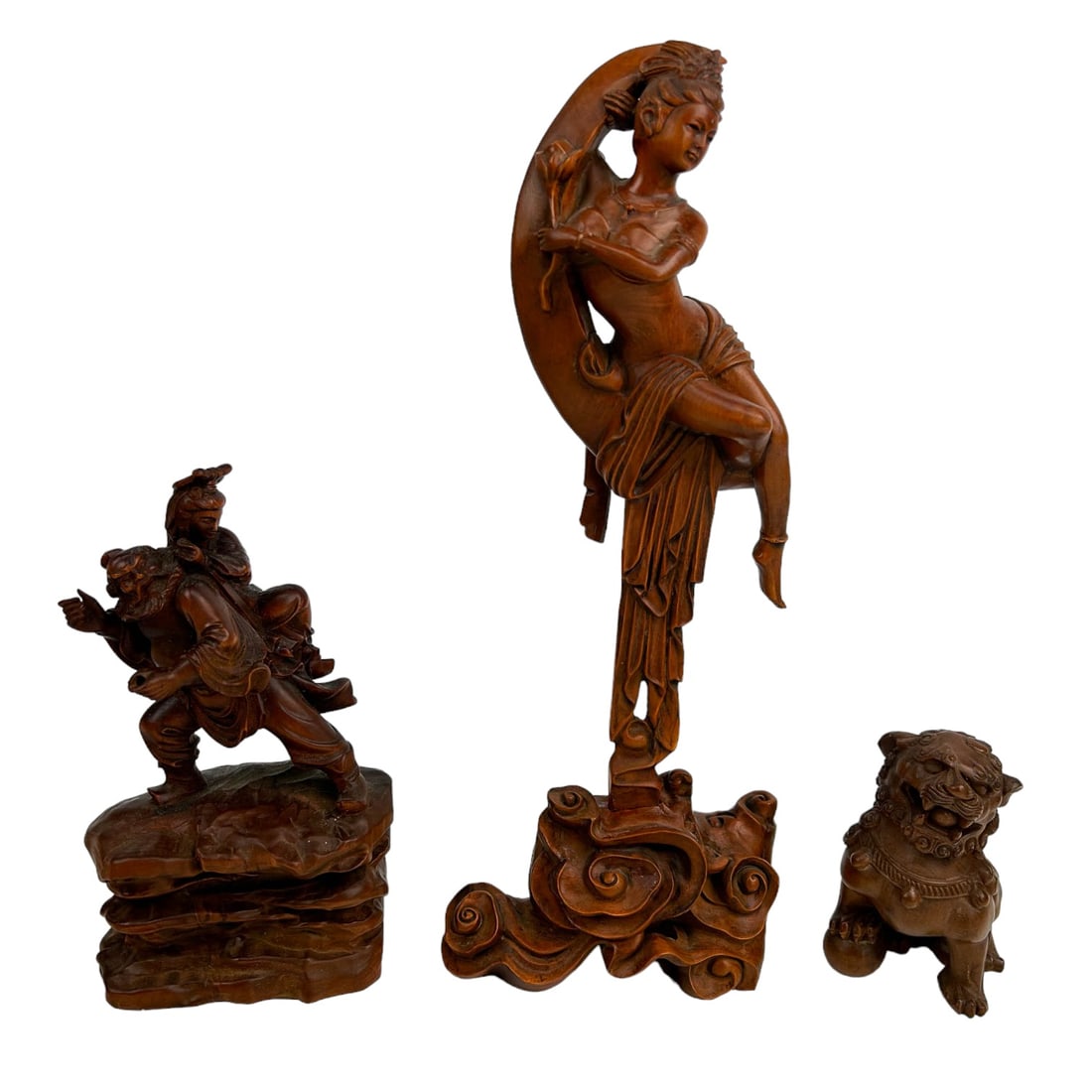 Chinese 20th C Estate Lot Carved Wooden Figurines (1 of 7)