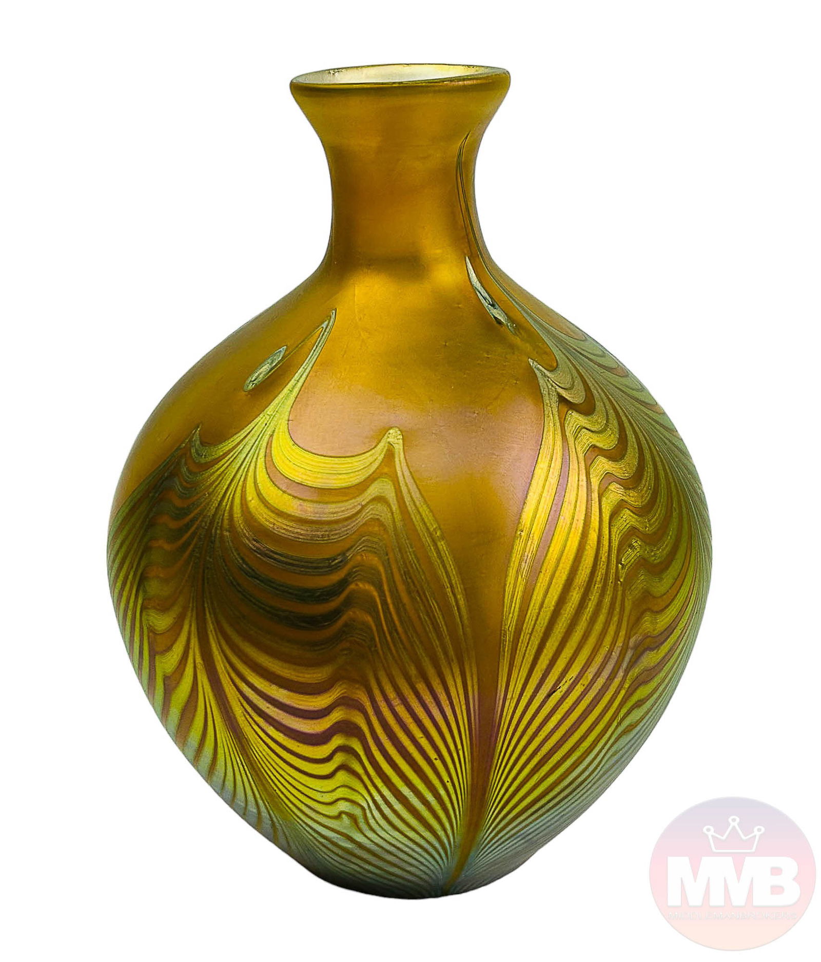 Loetz Pulled Feather Iridescent Studio Glass Vase (1 of 3)