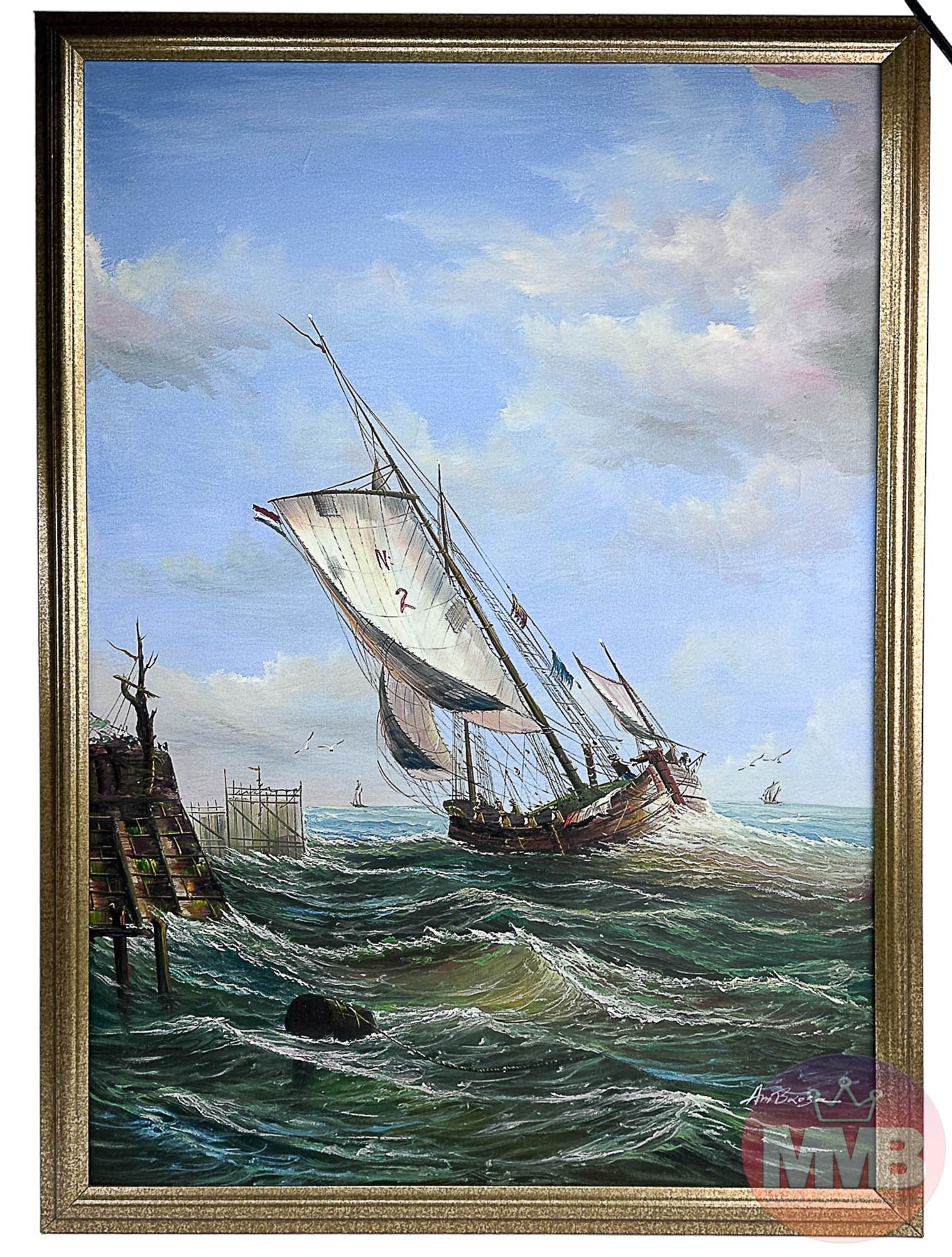 John Ambrose 1931-2010 Naval Maritime Oil Painting (1 of 5)