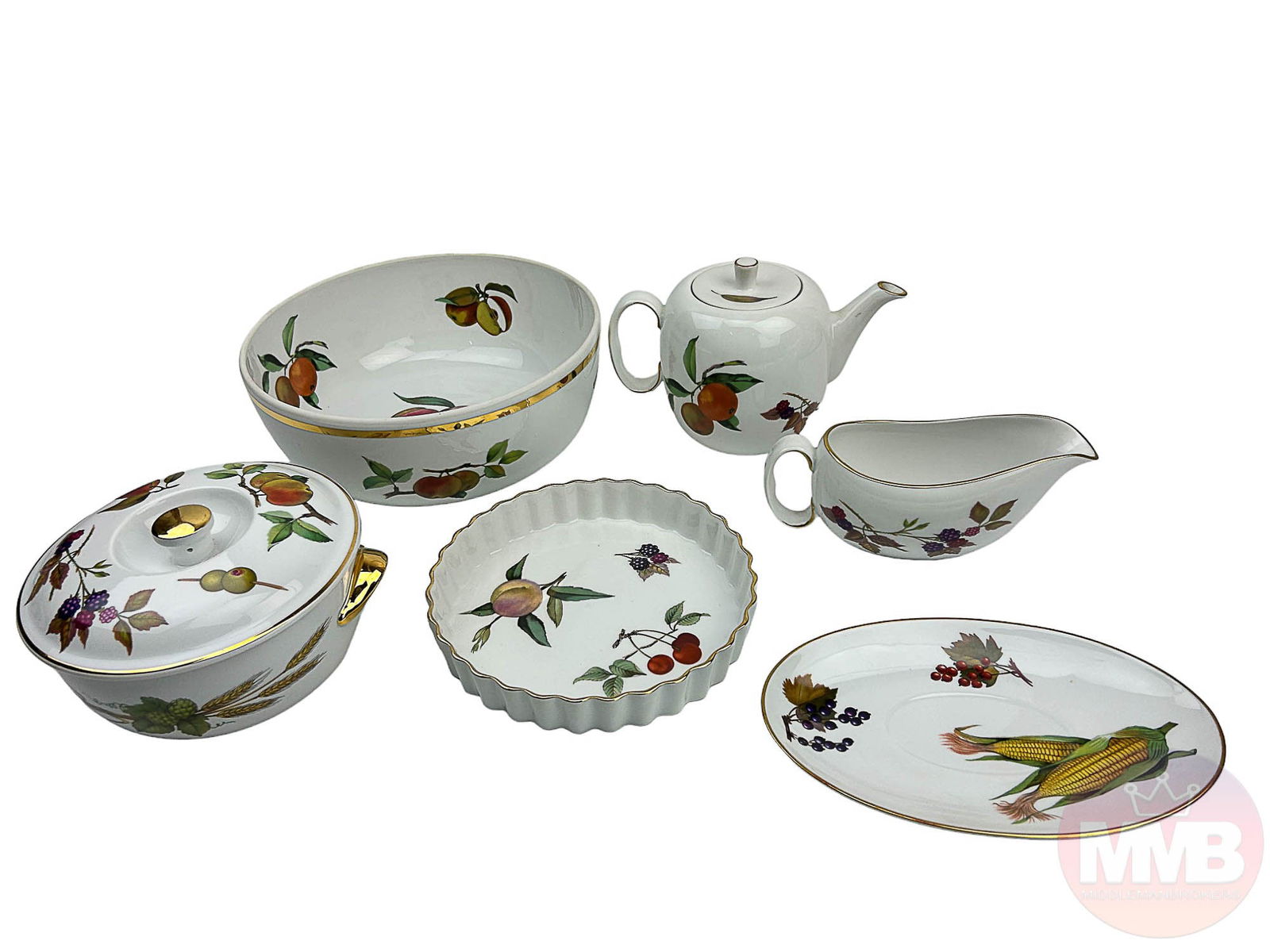 Royal Worcester Evesham Teapot Gravy Boat Bowl LOT (1 of 7)