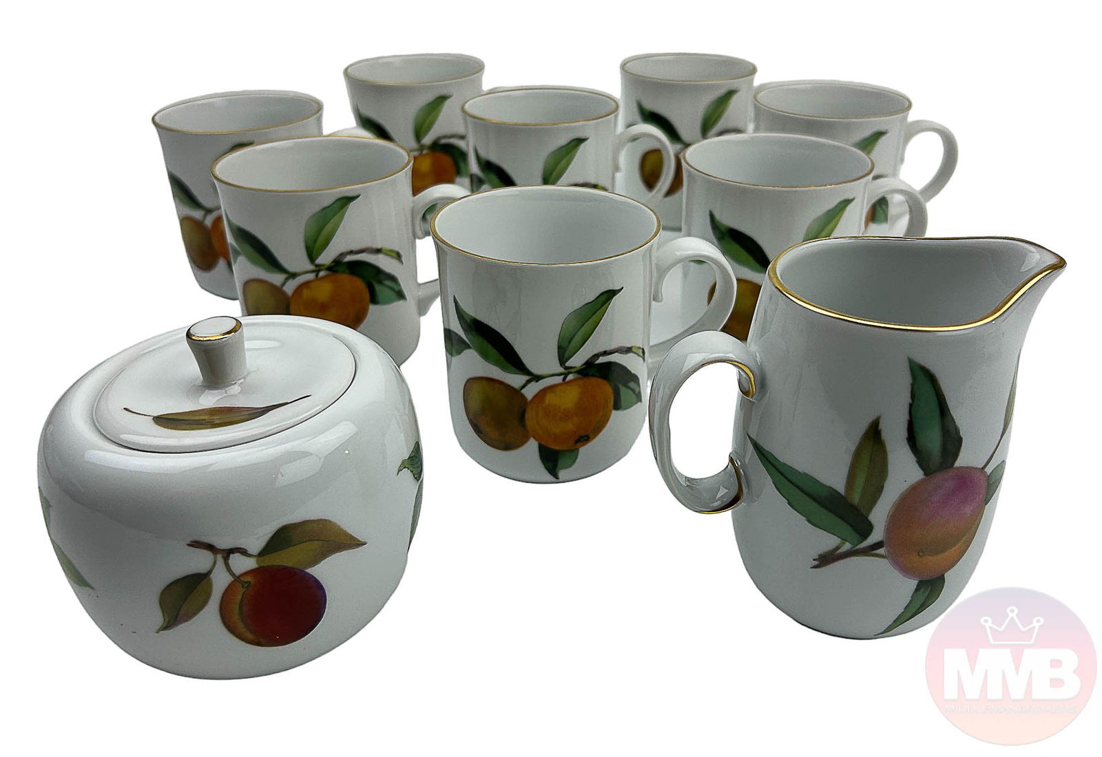 Royal Worcester Evesham Mug Creamer Sugar 10pc LOT (1 of 8)
