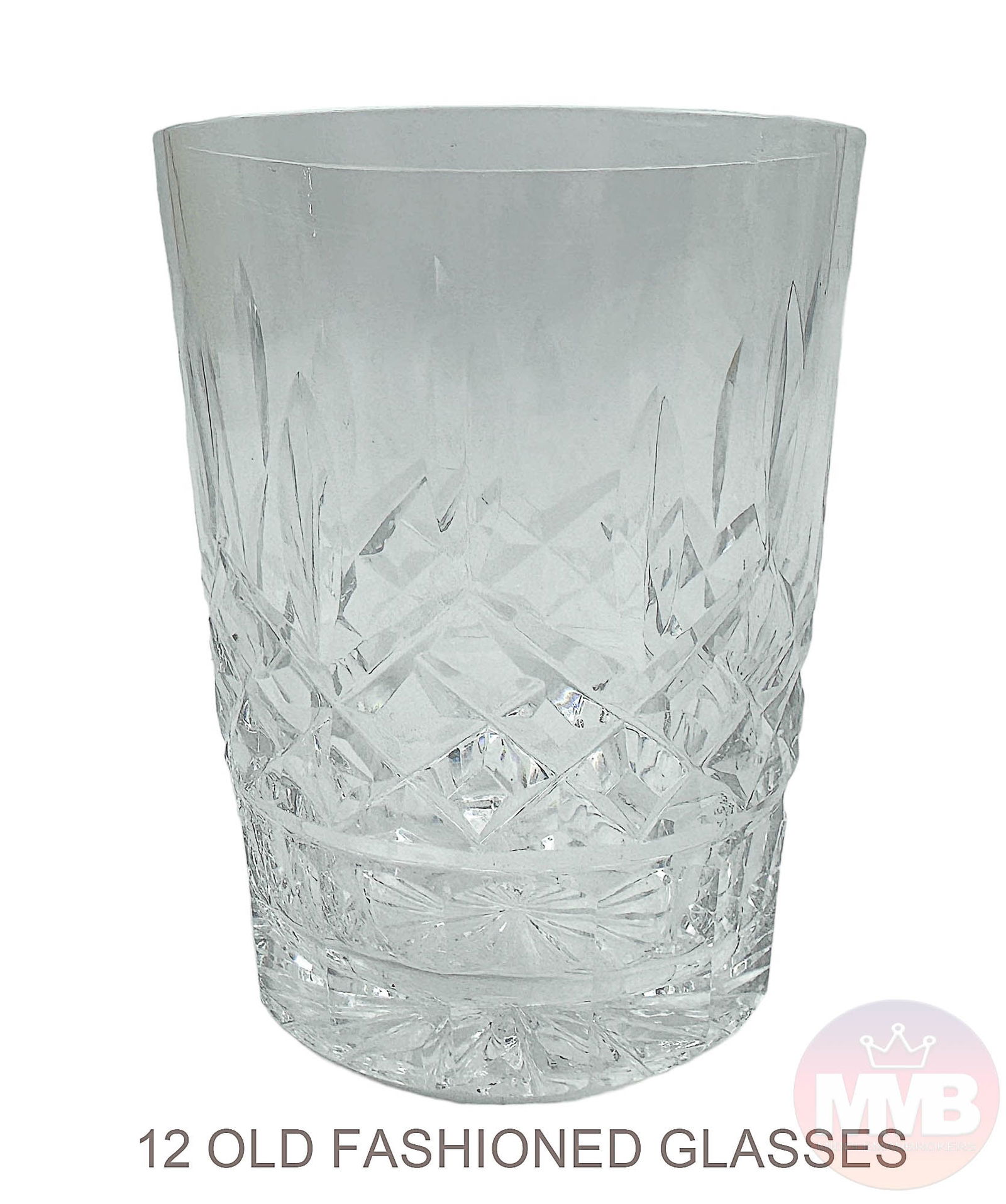 Waterford Crystal Lismore Double Old Fashioned 12p: Estate lot of a total of twelve (12) Irish crystal art glass double old fashioned whiskey bourbon cognac goblets. Manufacturer : Waterford. Country of origin : Ireland. Pattern : Lismore. Circa : 1952