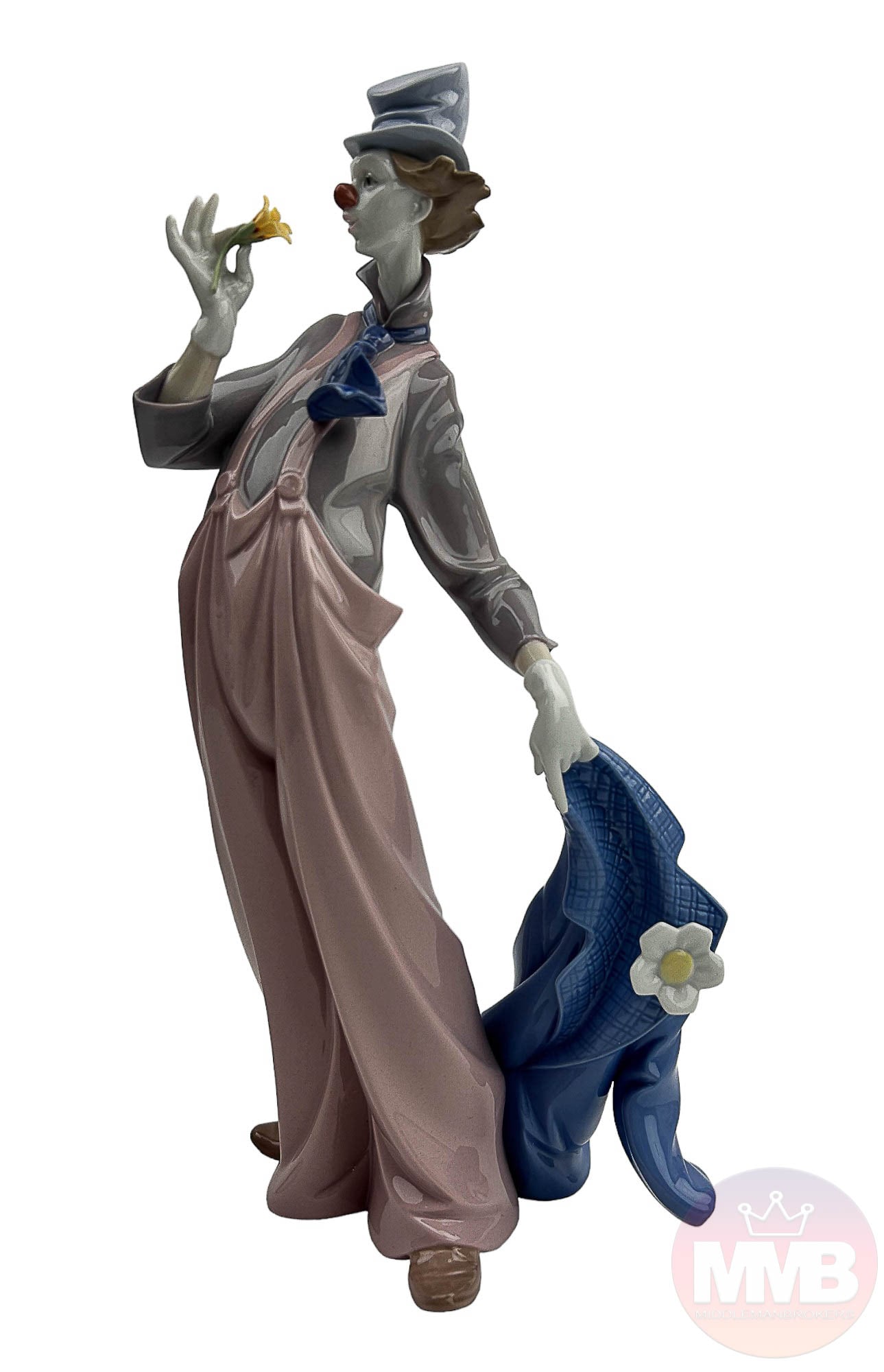 Lladro A Mile of Style # 6507 Porcelain Figurine: Lladro Spain hand painted porcelain curio cabinet display circus carnival clown figurine. tilted : A Mile of Style. Model number : 6507. Sculptor : Jose Luis Santes. Production Years : 1998 - 1998. Fi