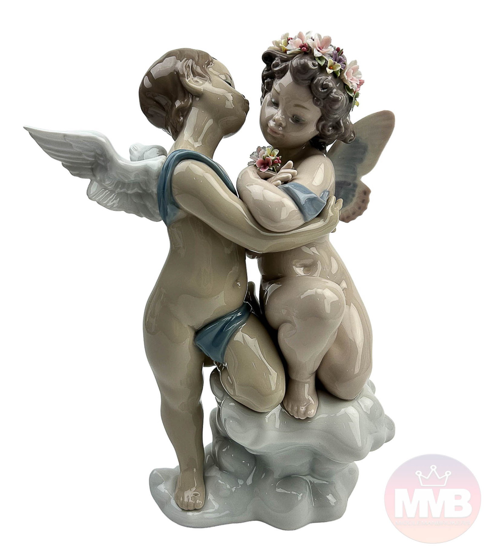 Lladro Heaven & Earth # 1824 Porcelain Figurine: Lladro Spain hand painted porcelain curio cabinet display figurine. tilted : Heaven and Earth. Model number : 1824. Sculptor : Francisco Polope. Production Years : 1998 - 1999. Finish : Glazed. Signed