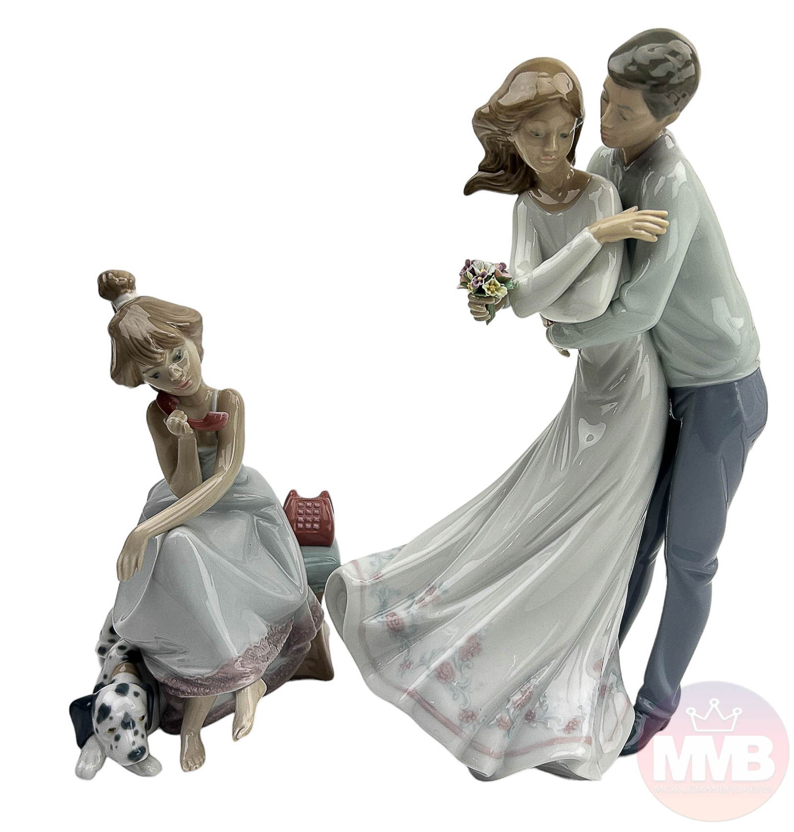 Lladro Love's Embrace & Chit Chat Figurine 2pc LOT (1 of 8)