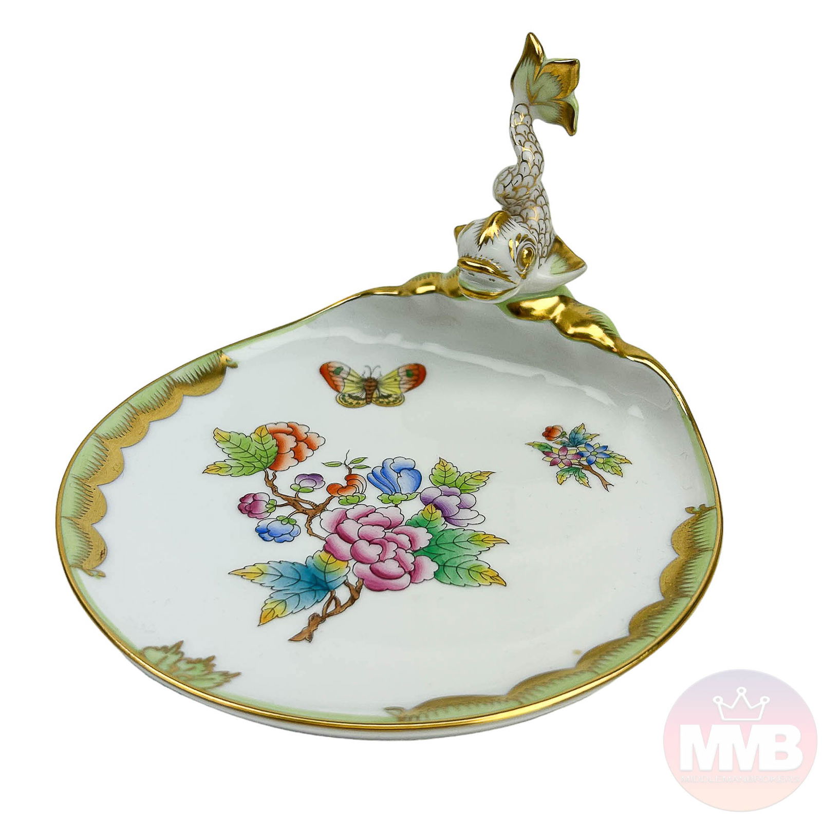 Herend Queen Victoria Dolphin Handle 5" Soap Dish (1 of 3)